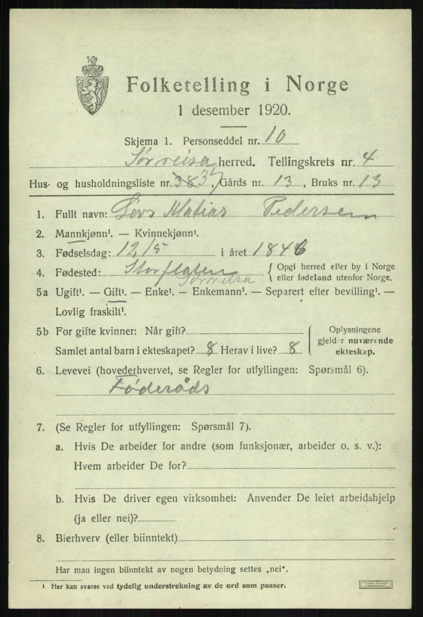 SATØ, 1920 census for Sørreisa, 1920, p. 2274