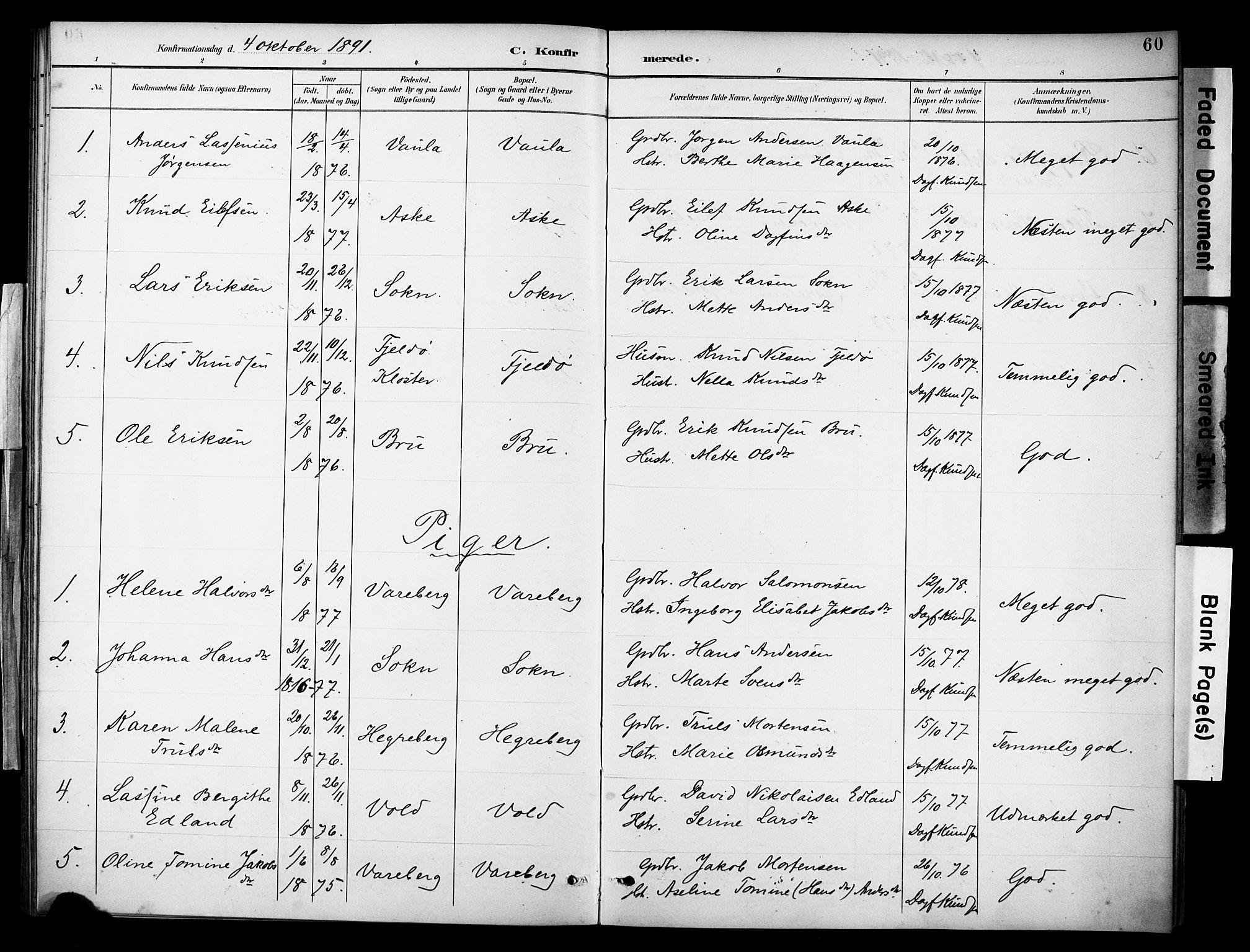 Rennesøy sokneprestkontor, AV/SAST-A -101827/H/Ha/Haa/L0015: Parish register (official) no. A 15, 1891-1908, p. 60