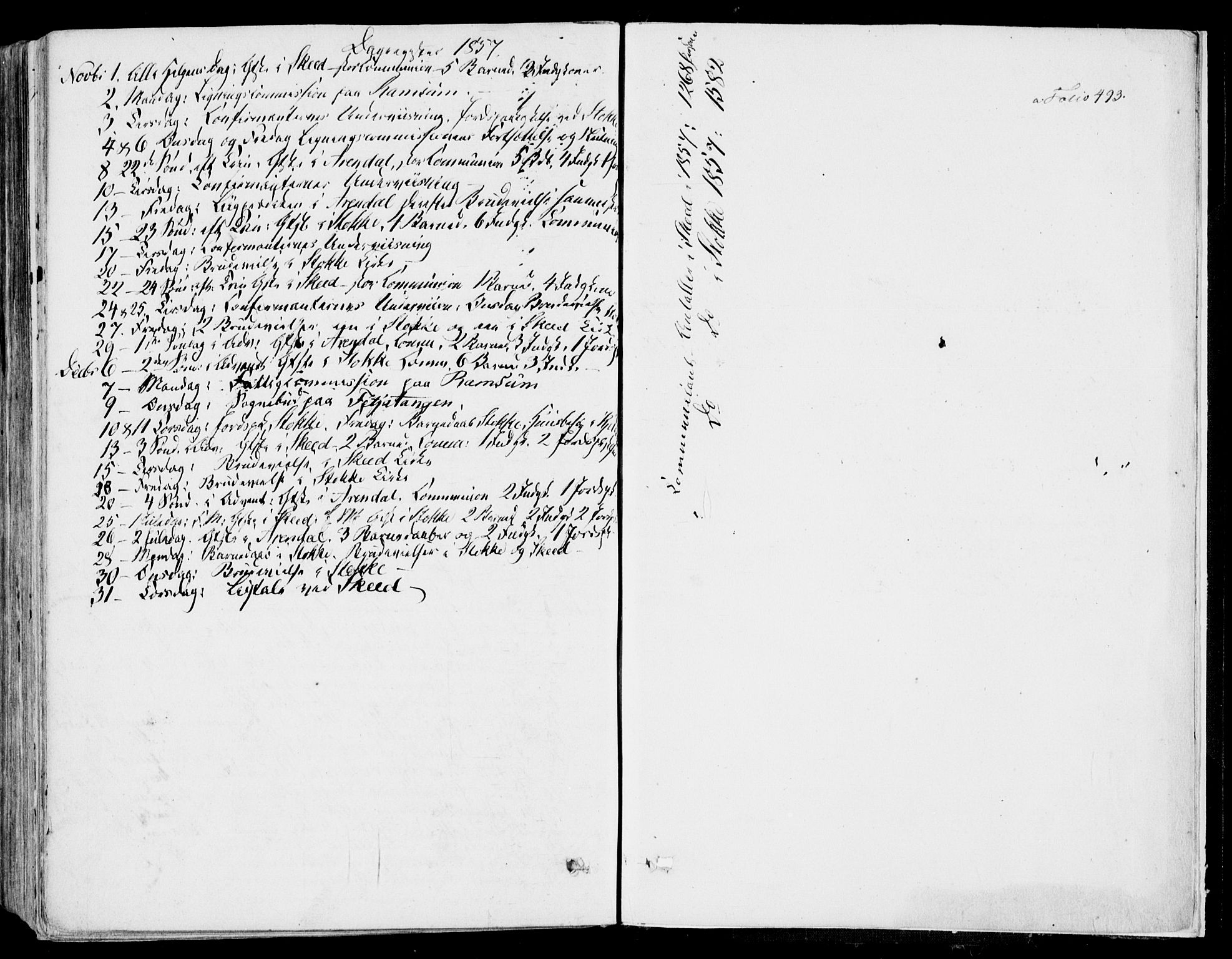 Stokke kirkebøker, AV/SAKO-A-320/F/Fa/L0007: Parish register (official) no. I 7, 1844-1857, p. 493