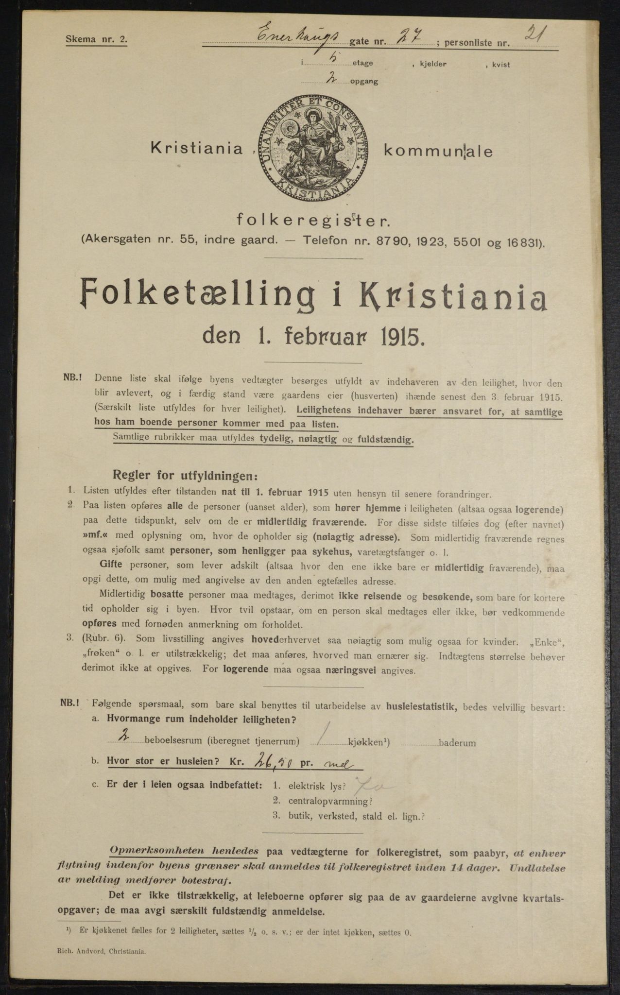 OBA, Municipal Census 1915 for Kristiania, 1915, p. 21272