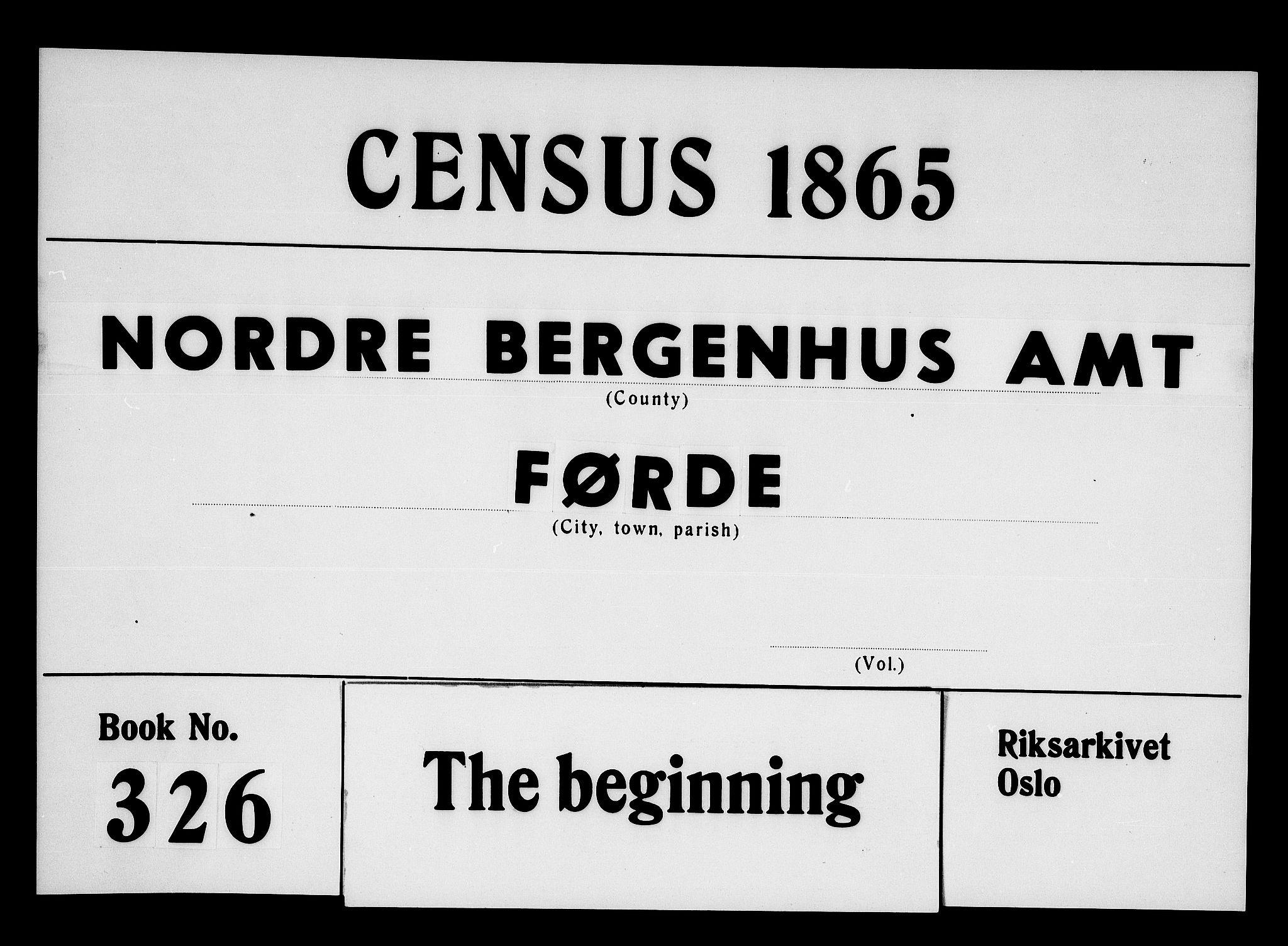 RA, 1865 census for Førde, 1865, p. 1