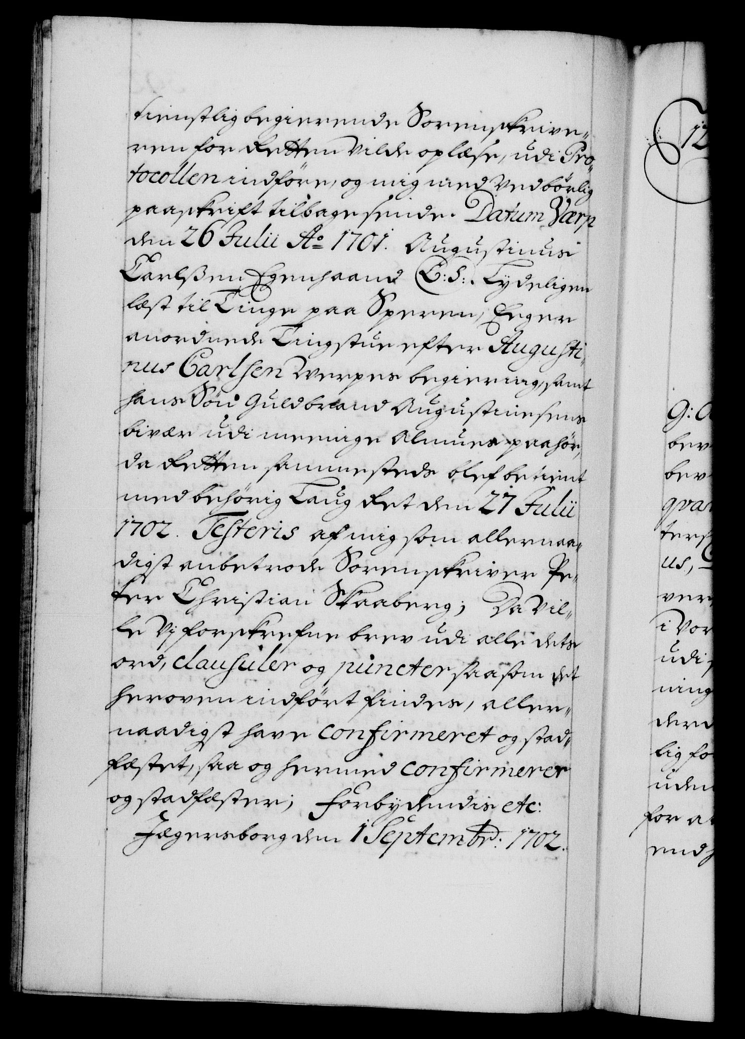 Danske Kanselli 1572-1799, AV/RA-EA-3023/F/Fc/Fca/Fcaa/L0018: Norske registre, 1699-1703, p. 392b