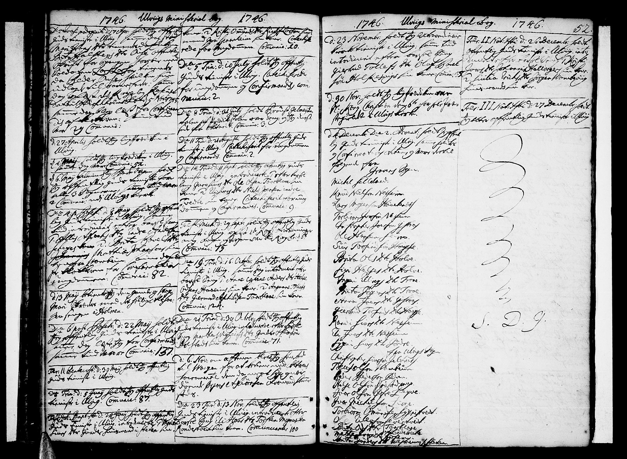 Ulvik sokneprestembete, SAB/A-78801/H/Haa: Parish register (official) no. A 10, 1745-1792, p. 52