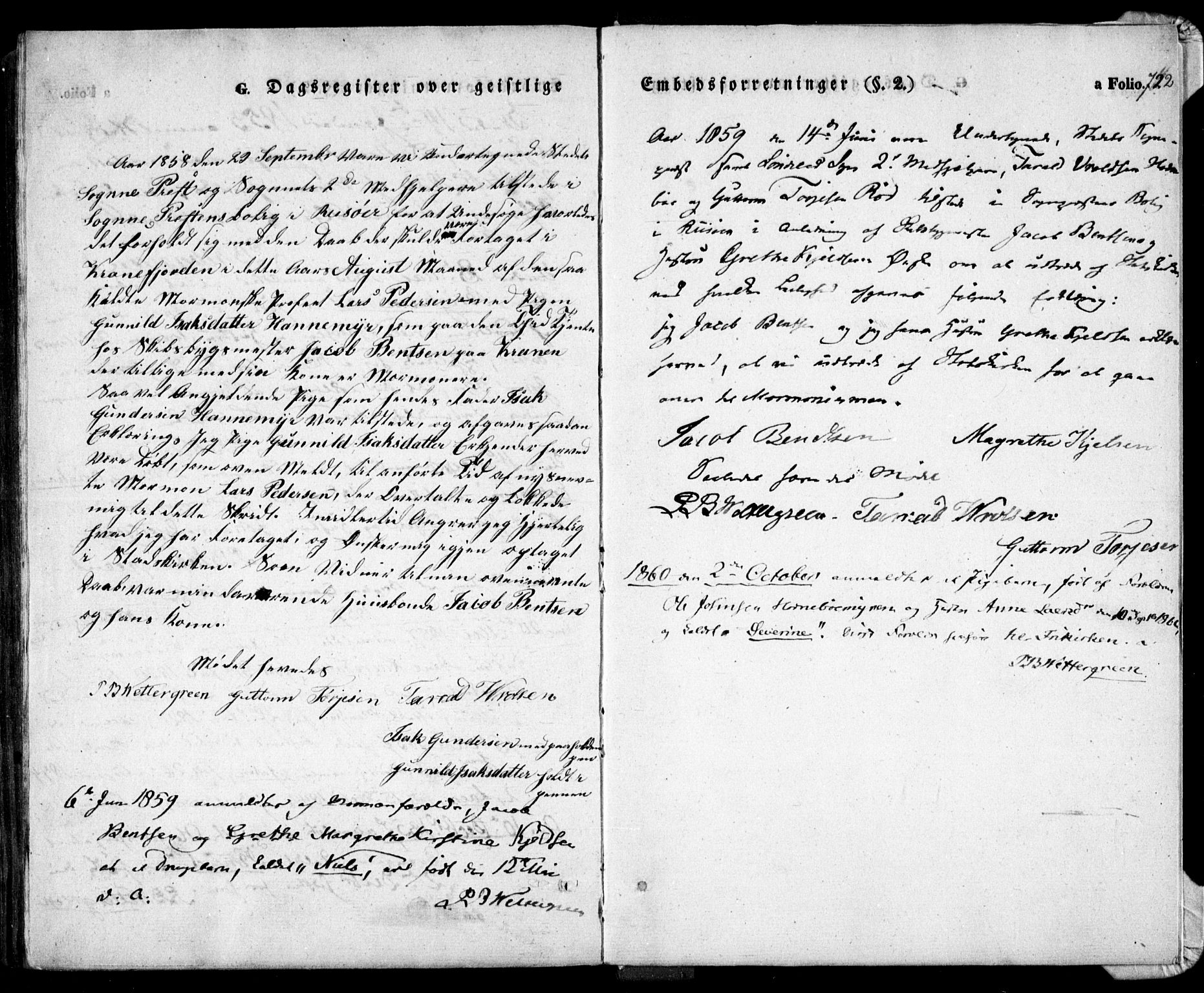 Søndeled sokneprestkontor, AV/SAK-1111-0038/F/Fa/L0002: Parish register (official) no. A 2, 1839-1860, p. 722