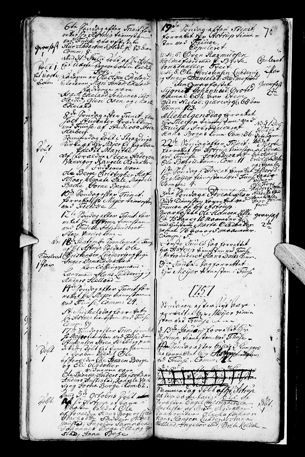 Os sokneprestembete, SAB/A-99929: Parish register (official) no. A 7, 1723-1760, p. 70