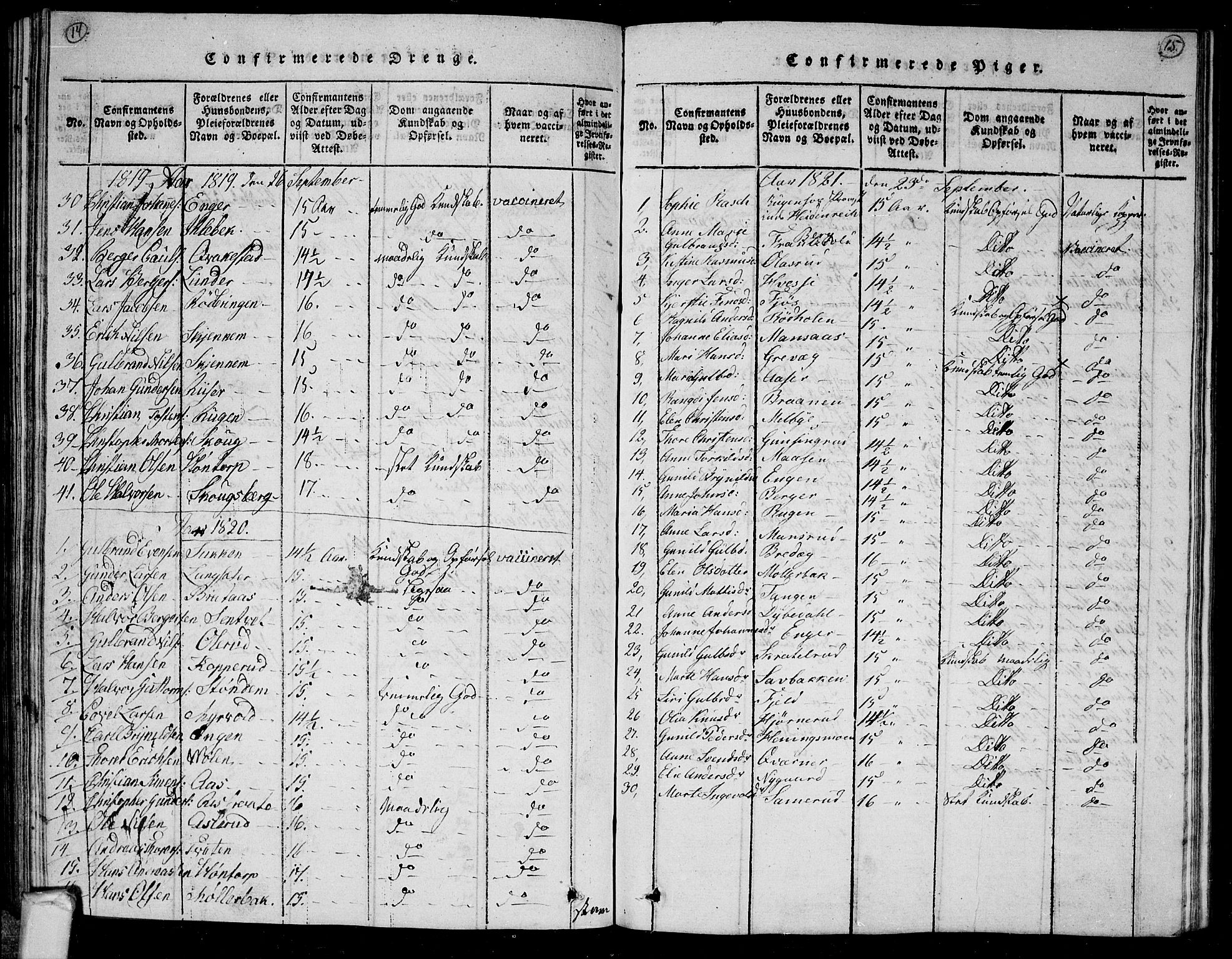 Trøgstad prestekontor Kirkebøker, AV/SAO-A-10925/G/Ga/L0001: Parish register (copy) no. I 1, 1815-1831, p. 14-15