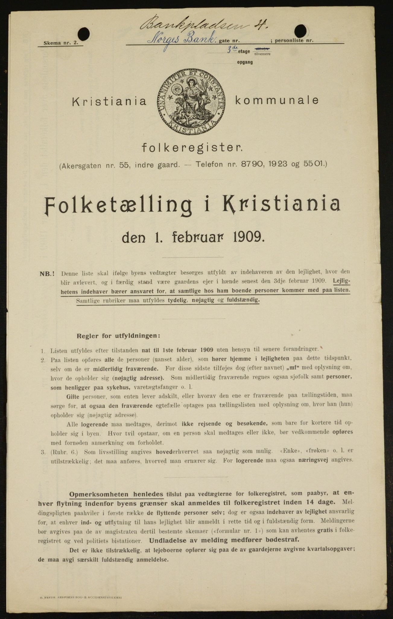 OBA, Municipal Census 1909 for Kristiania, 1909, p. 3097