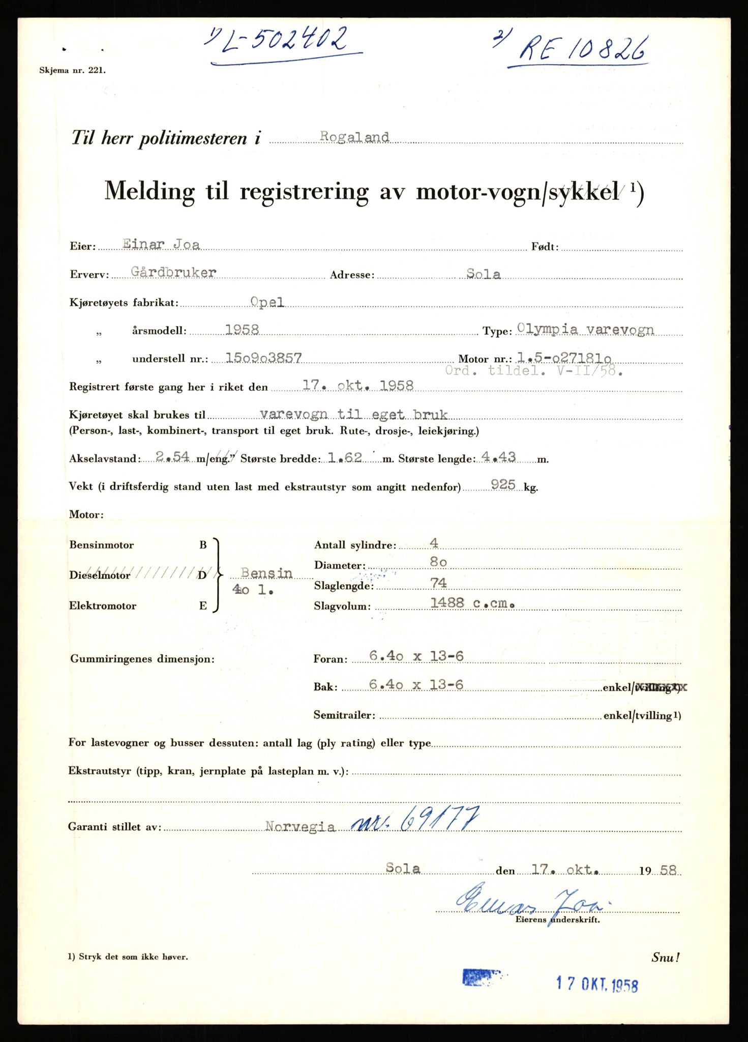 Stavanger trafikkstasjon, SAST/A-101942/0/F/L0077: L-500000 - L-502999, 1930-1971, p. 1675