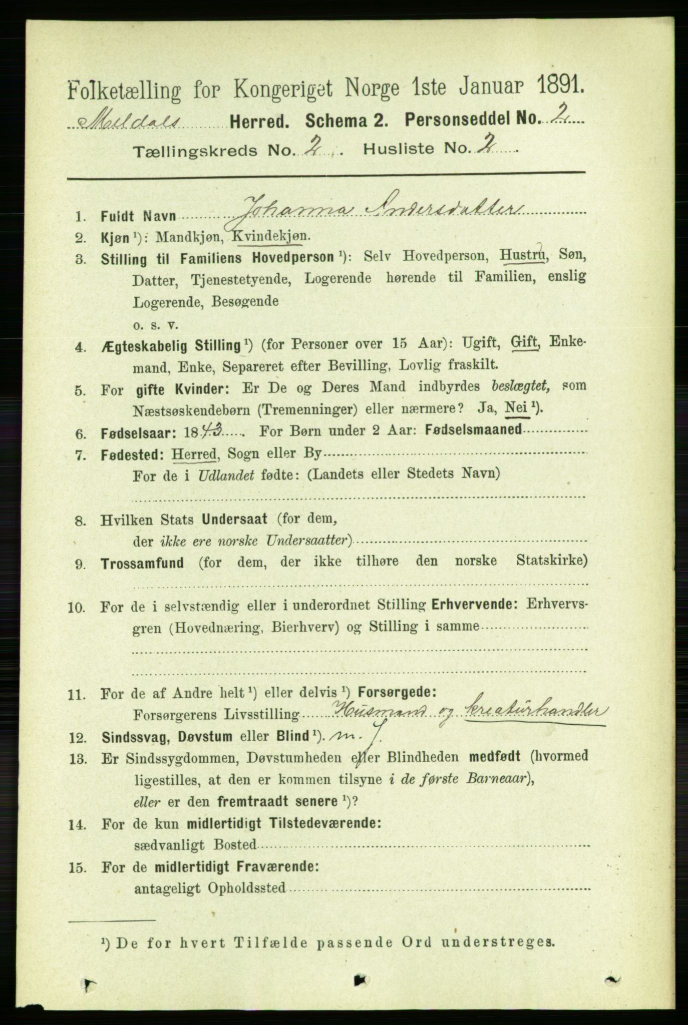 RA, 1891 census for 1636 Meldal, 1891, p. 1069