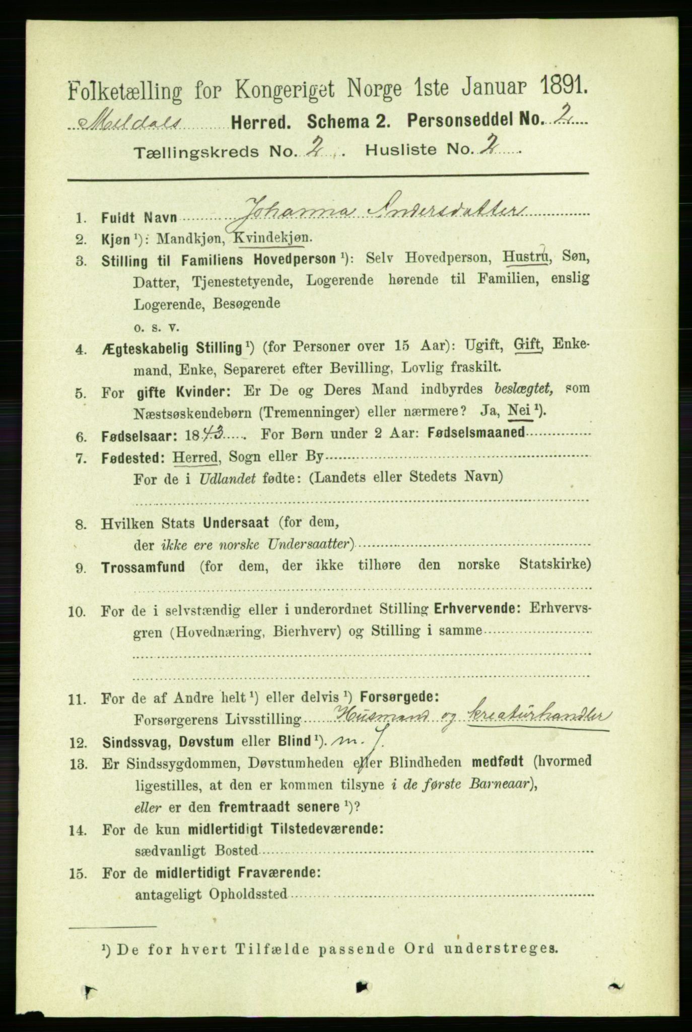 RA, 1891 census for 1636 Meldal, 1891, p. 1069