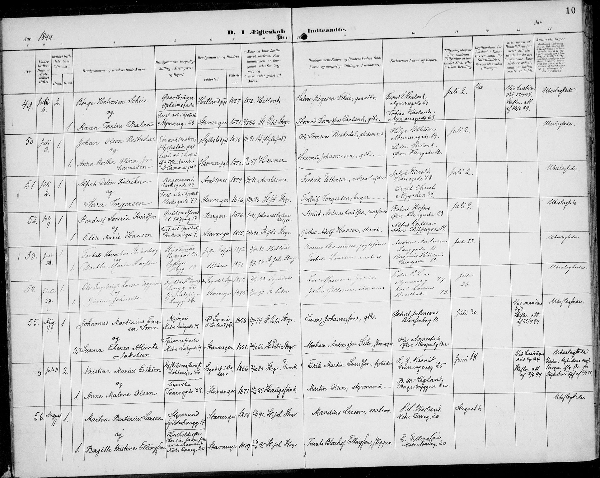 St. Johannes sokneprestkontor, AV/SAST-A-101814/002/B/L0001: Parish register (official) no. A 8, 1899-1917, p. 10