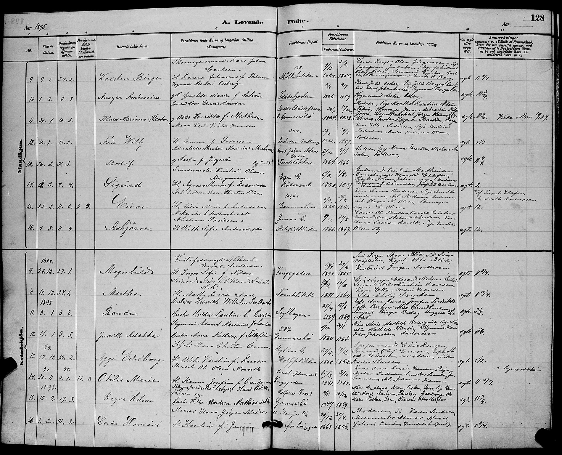 Tønsberg kirkebøker, AV/SAKO-A-330/G/Ga/L0006: Parish register (copy) no. 6, 1885-1895, p. 128