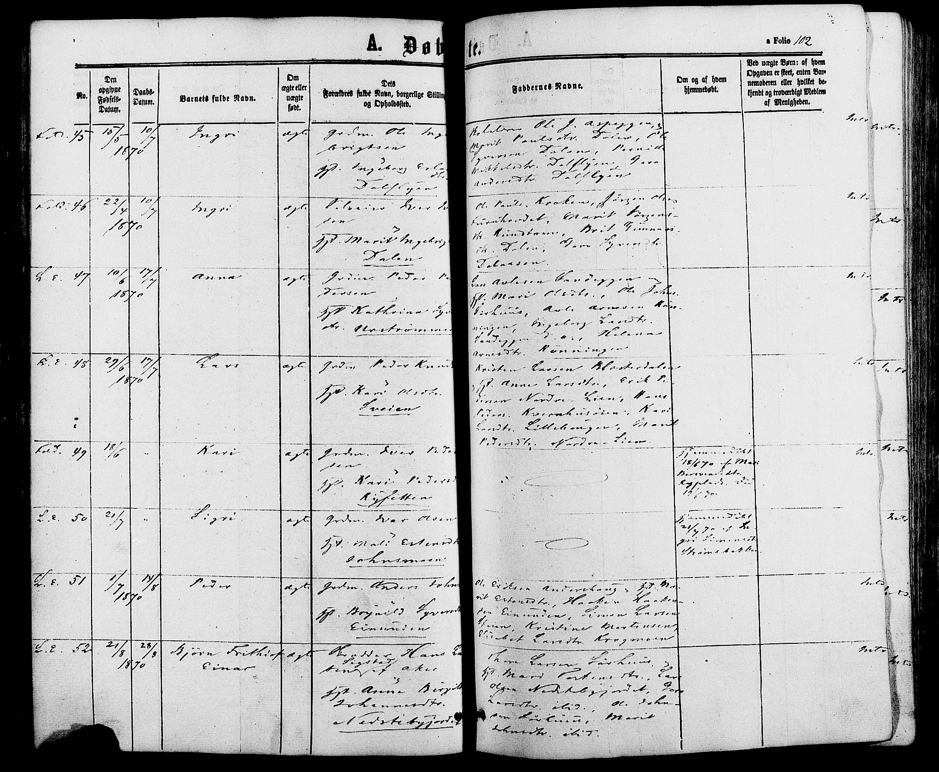 Alvdal prestekontor, SAH/PREST-060/H/Ha/Haa/L0001: Parish register (official) no. 1, 1863-1882, p. 102