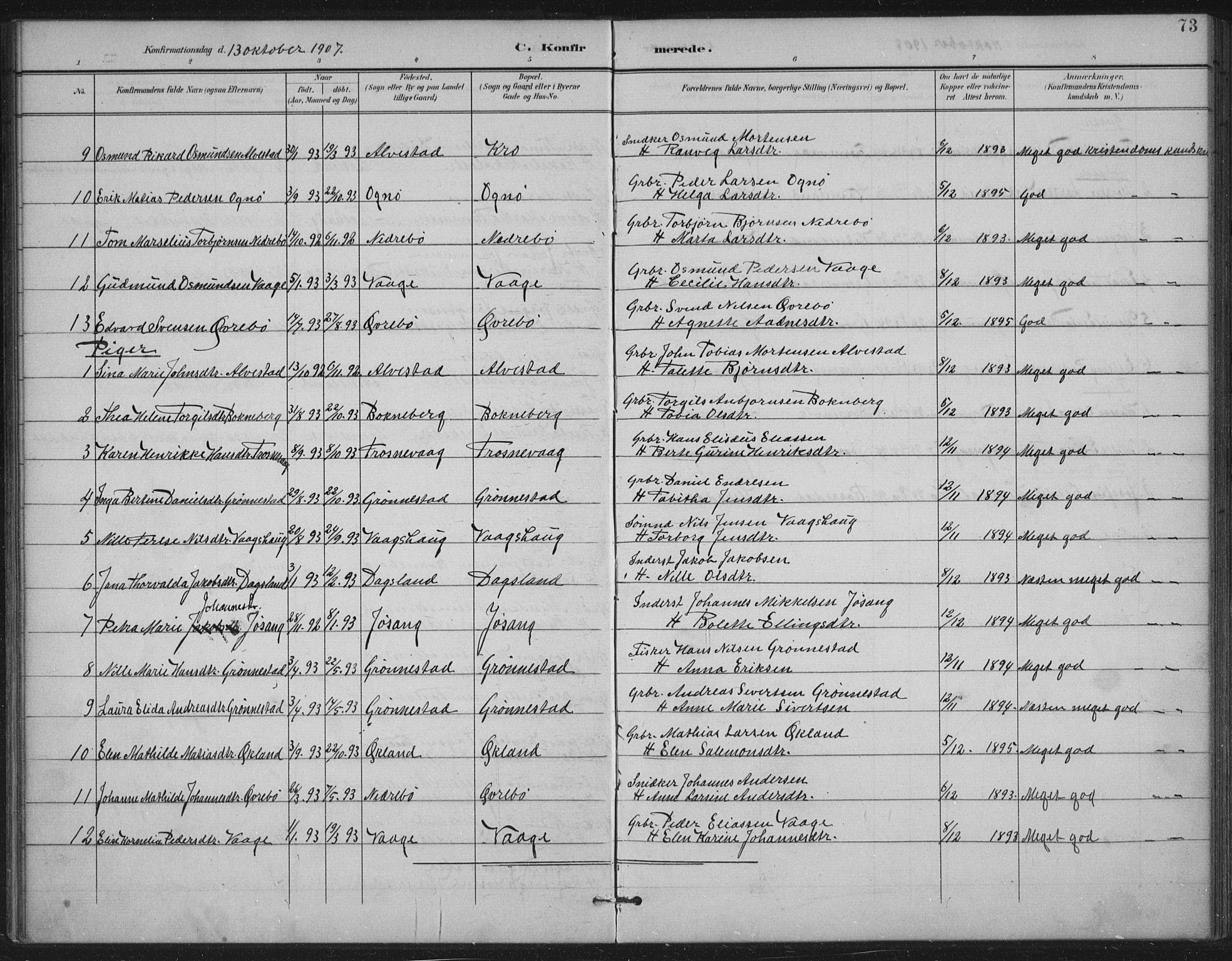 Tysvær sokneprestkontor, AV/SAST-A -101864/H/Ha/Haa/L0009: Parish register (official) no. A 9, 1898-1925, p. 73