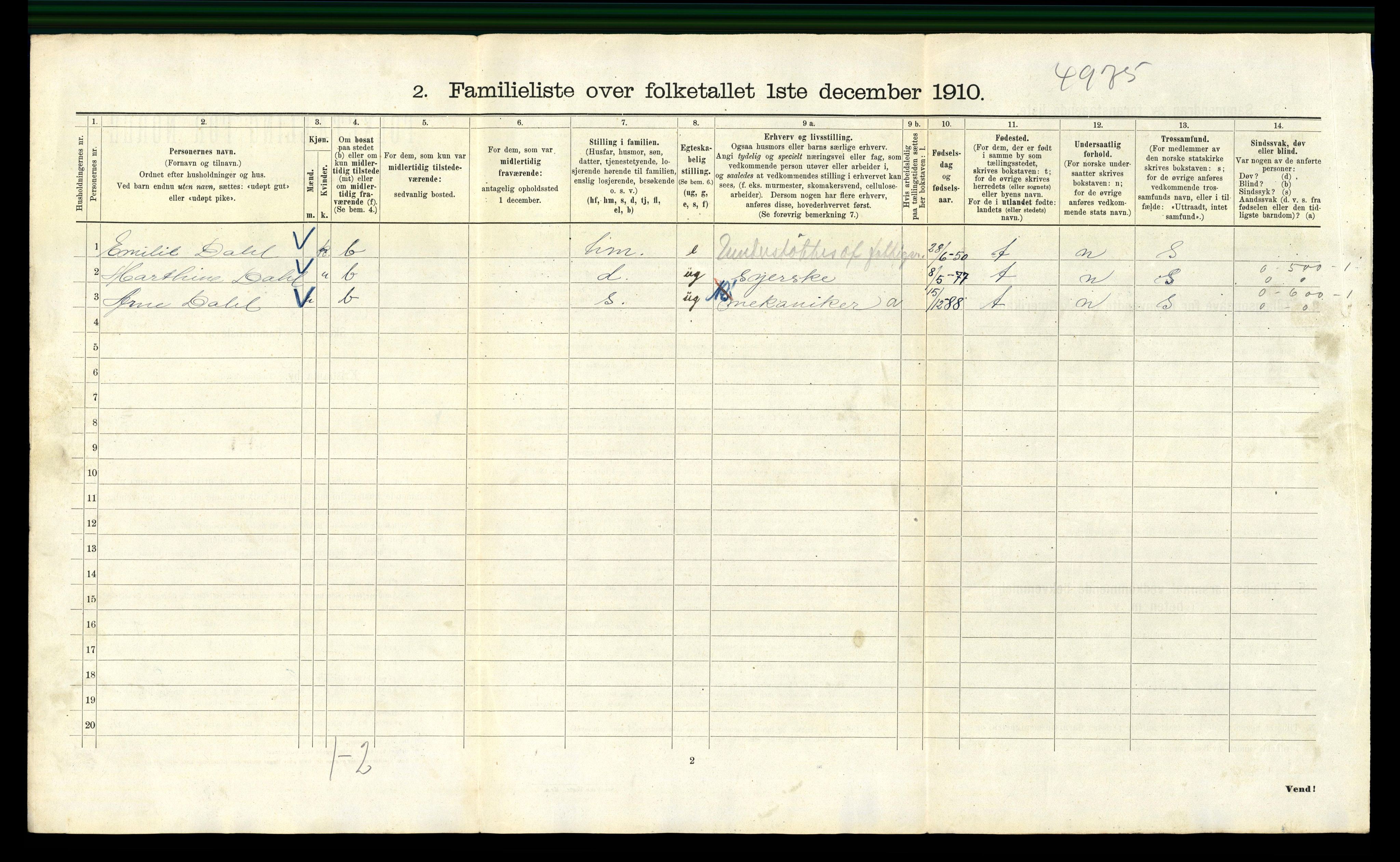 RA, 1910 census for Kristiania, 1910, p. 98398