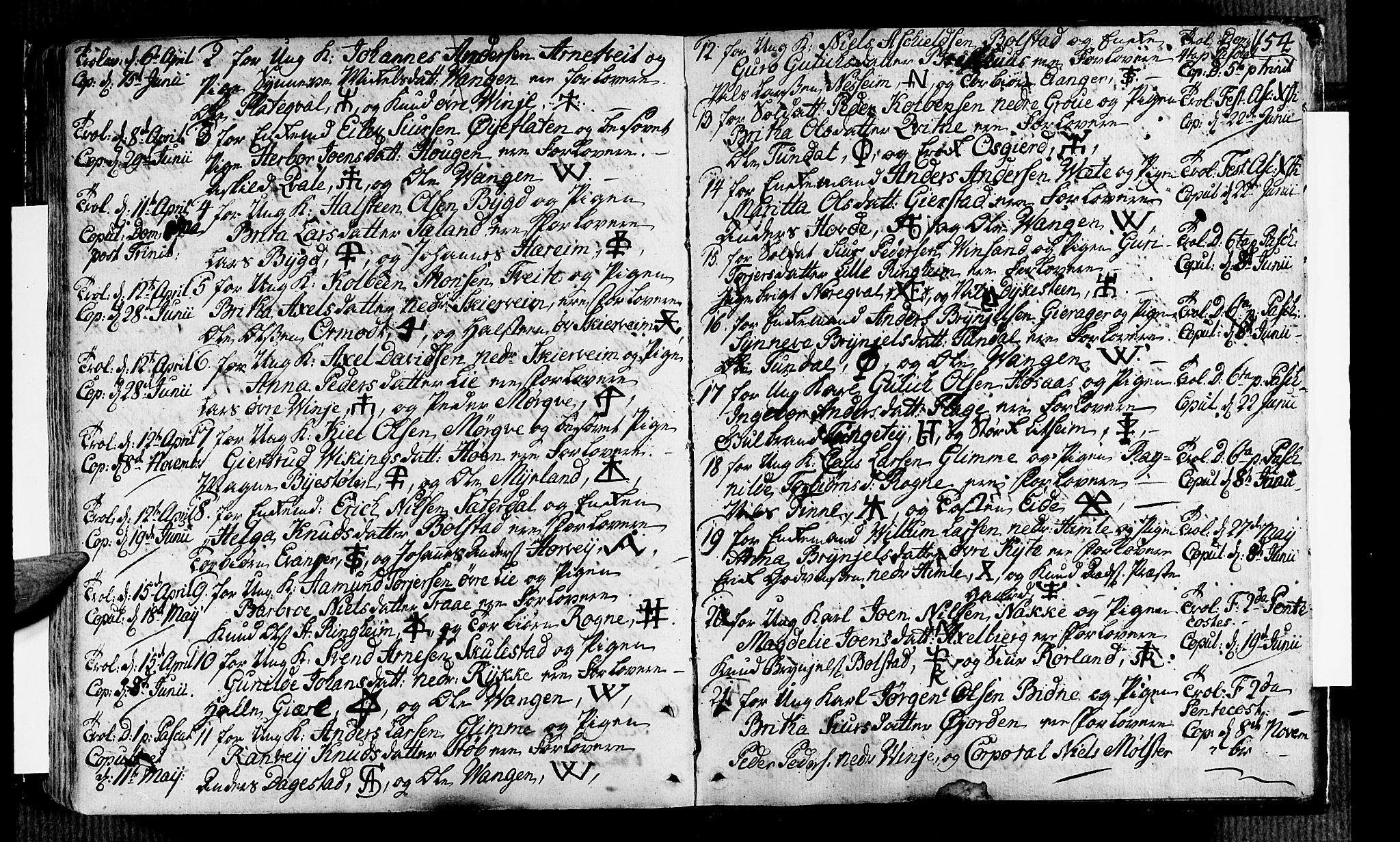 Voss sokneprestembete, AV/SAB-A-79001/H/Haa: Parish register (official) no. A 7, 1731-1773, p. 154