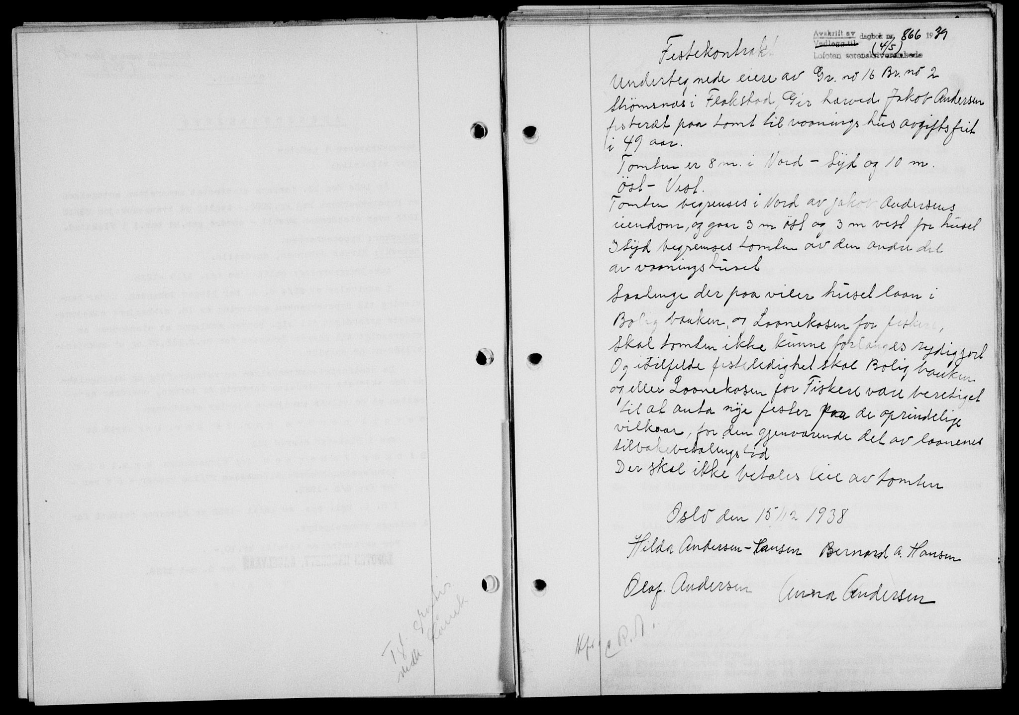 Lofoten sorenskriveri, SAT/A-0017/1/2/2C/L0005a: Mortgage book no. 5a, 1939-1939, Diary no: : 866/1939