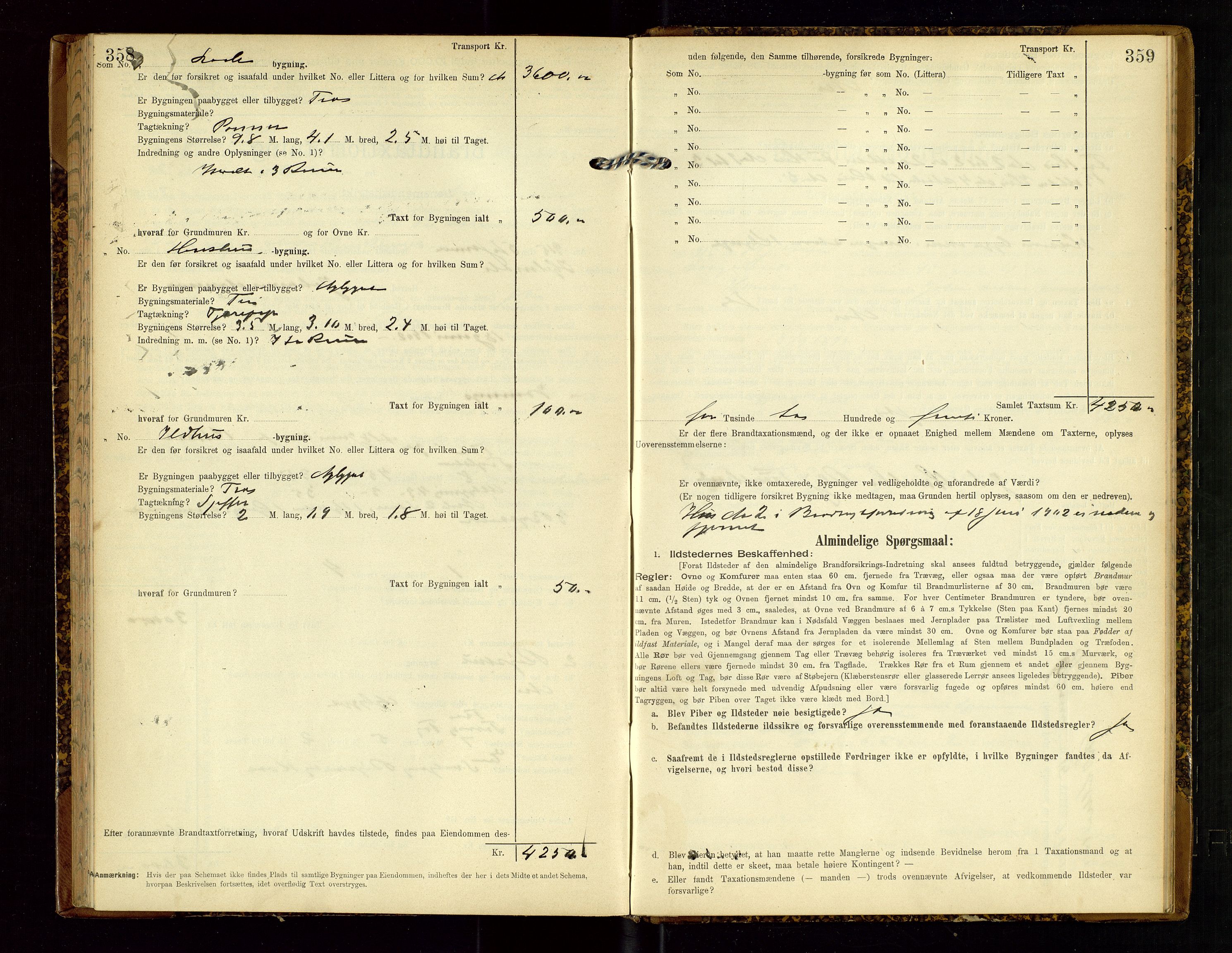 Hjelmeland lensmannskontor, SAST/A-100439/Gob/L0002: "Brandtaxationsprotokol", 1904-1920, p. 358-359