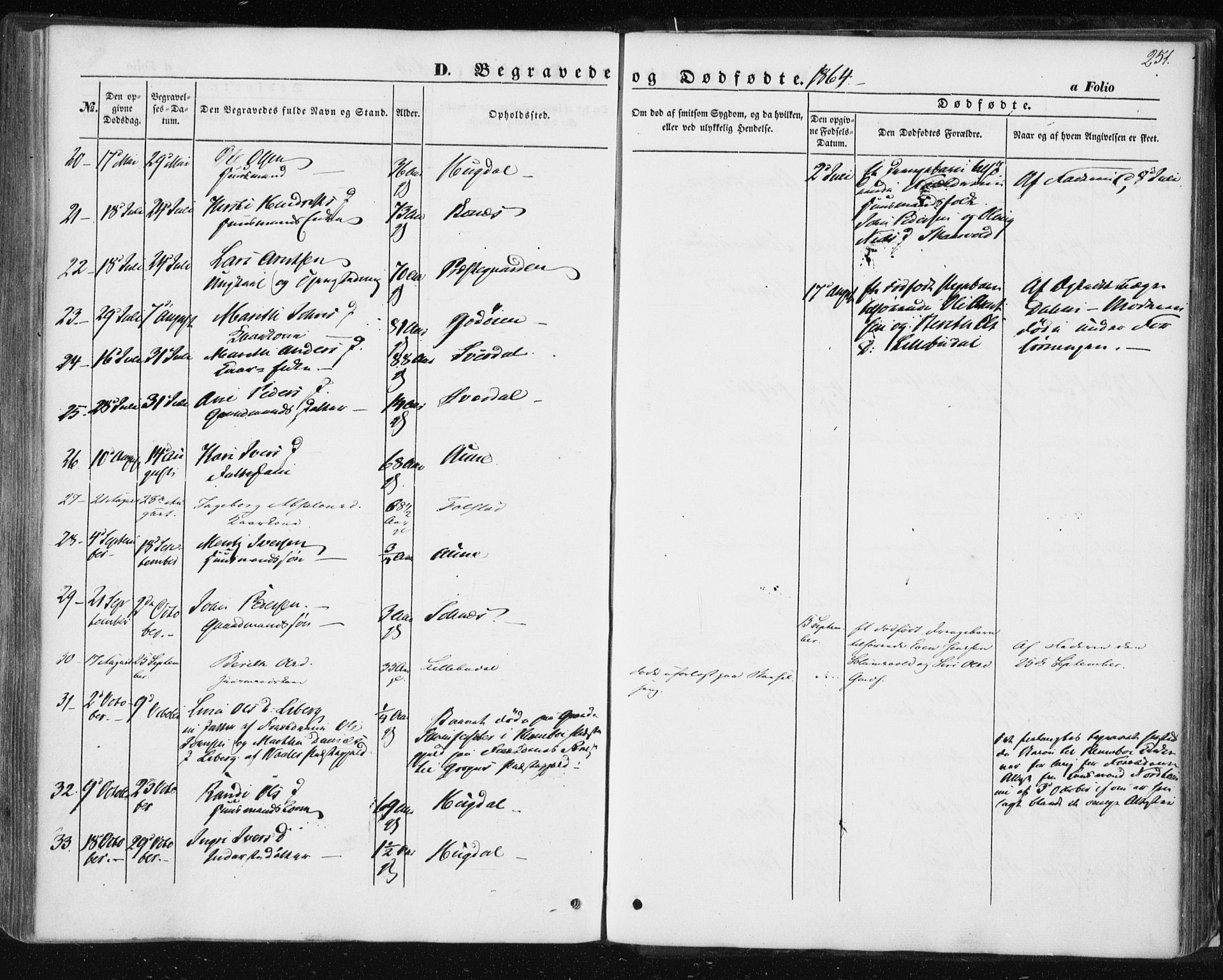 Ministerialprotokoller, klokkerbøker og fødselsregistre - Sør-Trøndelag, AV/SAT-A-1456/687/L1000: Parish register (official) no. 687A06, 1848-1869, p. 251