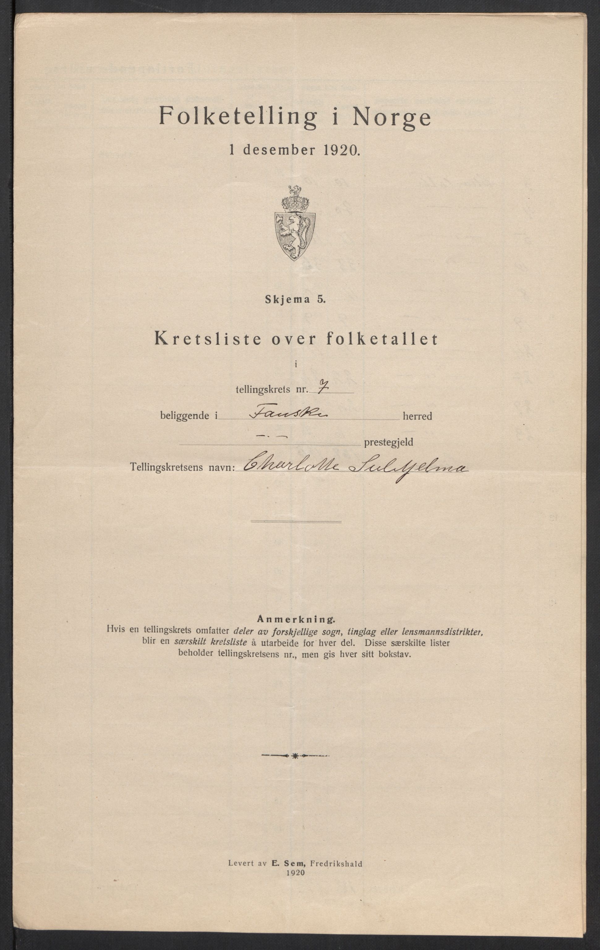 SAT, 1920 census for Fauske, 1920, p. 24