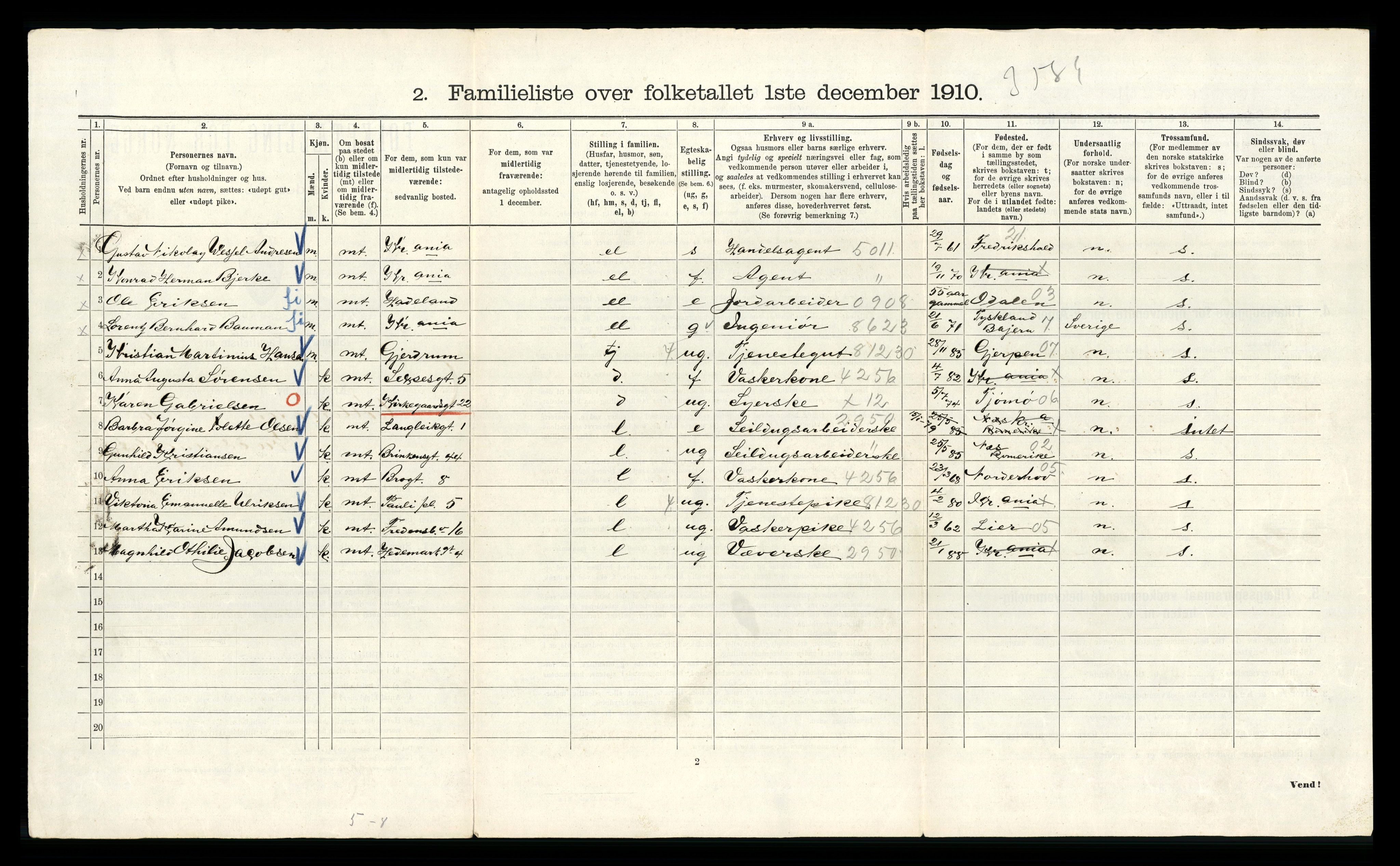 RA, 1910 census for Kristiania, 1910, p. 67278