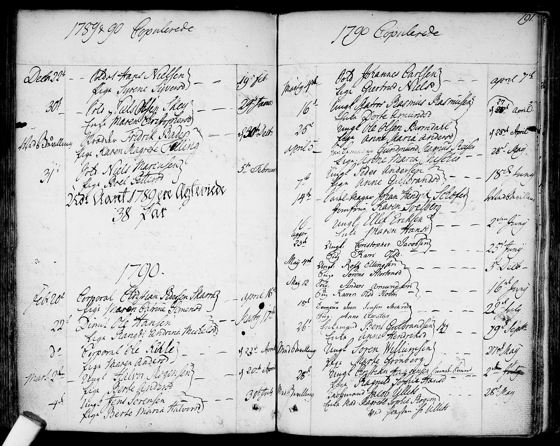 Garnisonsmenigheten Kirkebøker, SAO/A-10846/F/Fa/L0003: Parish register (official) no. 3, 1777-1809, p. 191