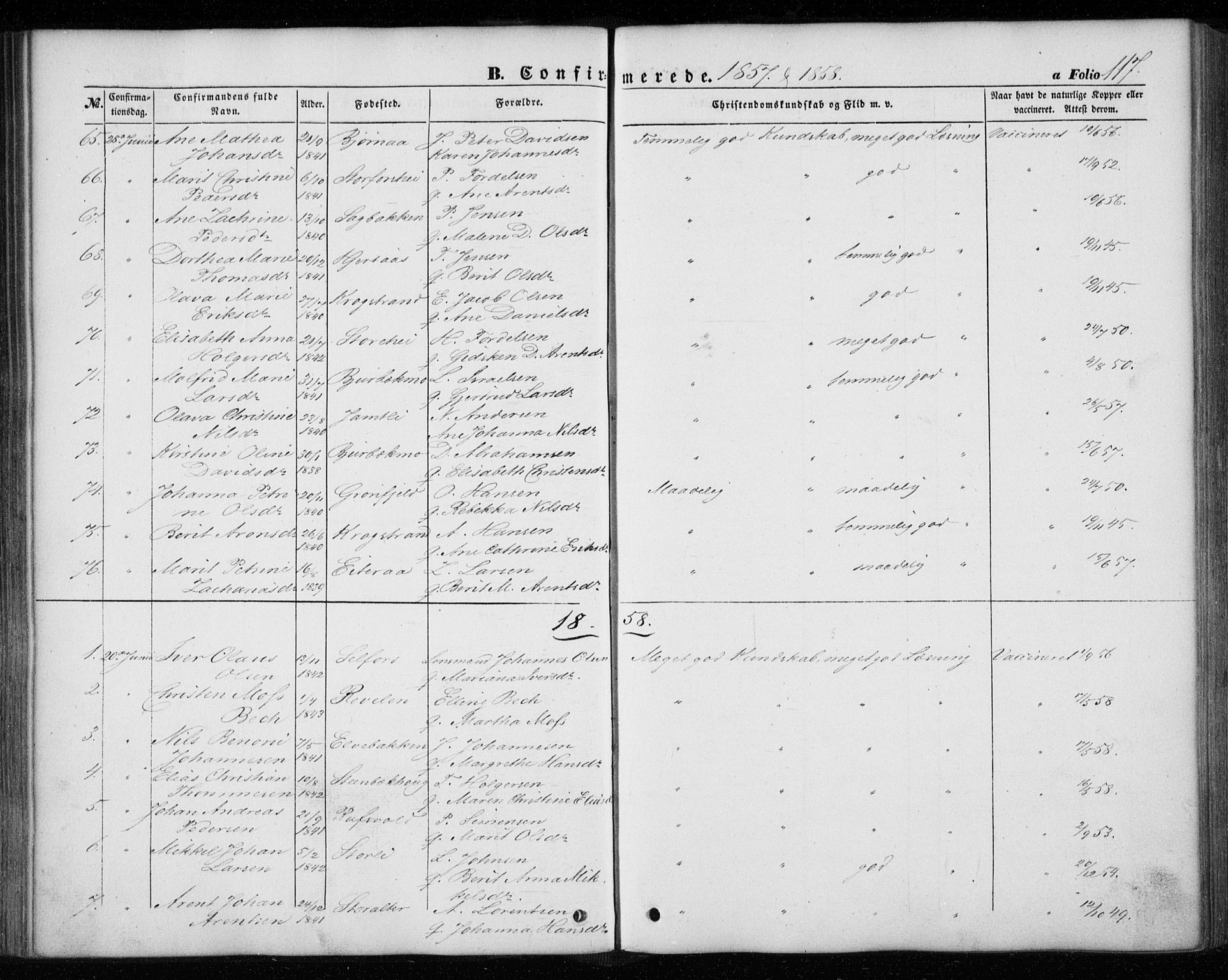 Ministerialprotokoller, klokkerbøker og fødselsregistre - Nordland, AV/SAT-A-1459/827/L0392: Parish register (official) no. 827A04, 1853-1866, p. 117