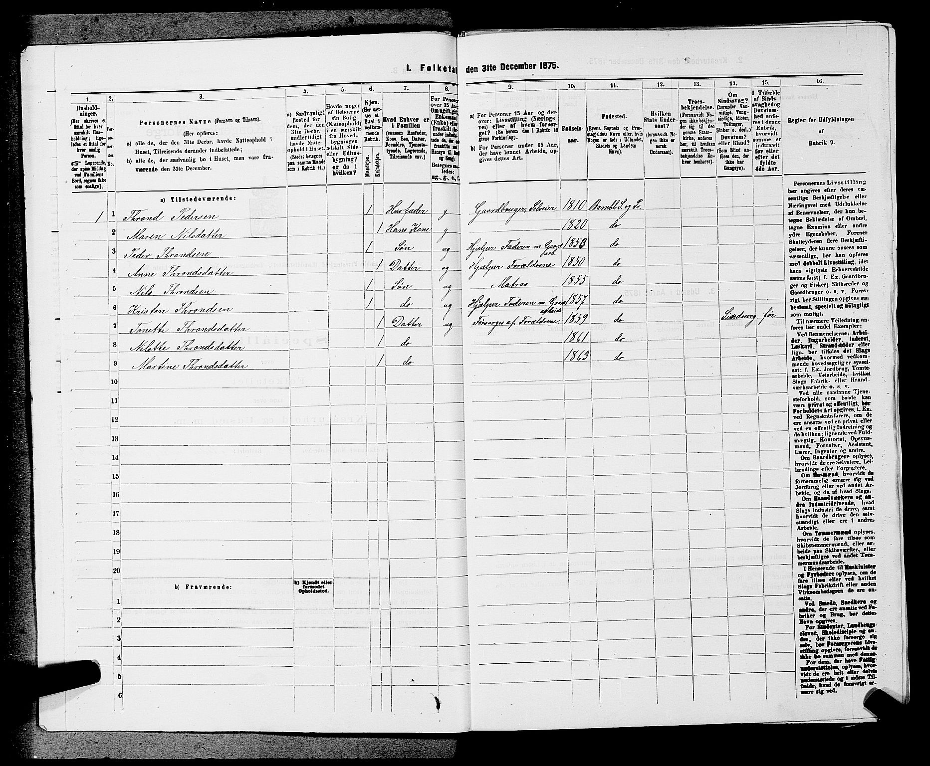 SAKO, 1875 census for 0814L Bamble/Bamble, 1875, p. 270