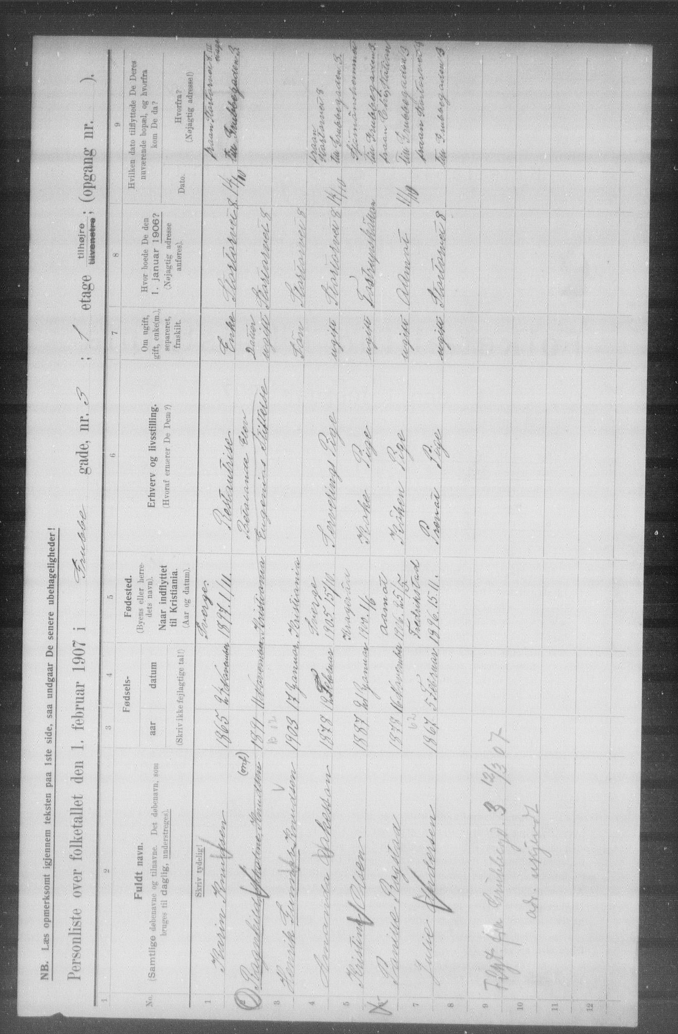 OBA, Municipal Census 1907 for Kristiania, 1907, p. 15351