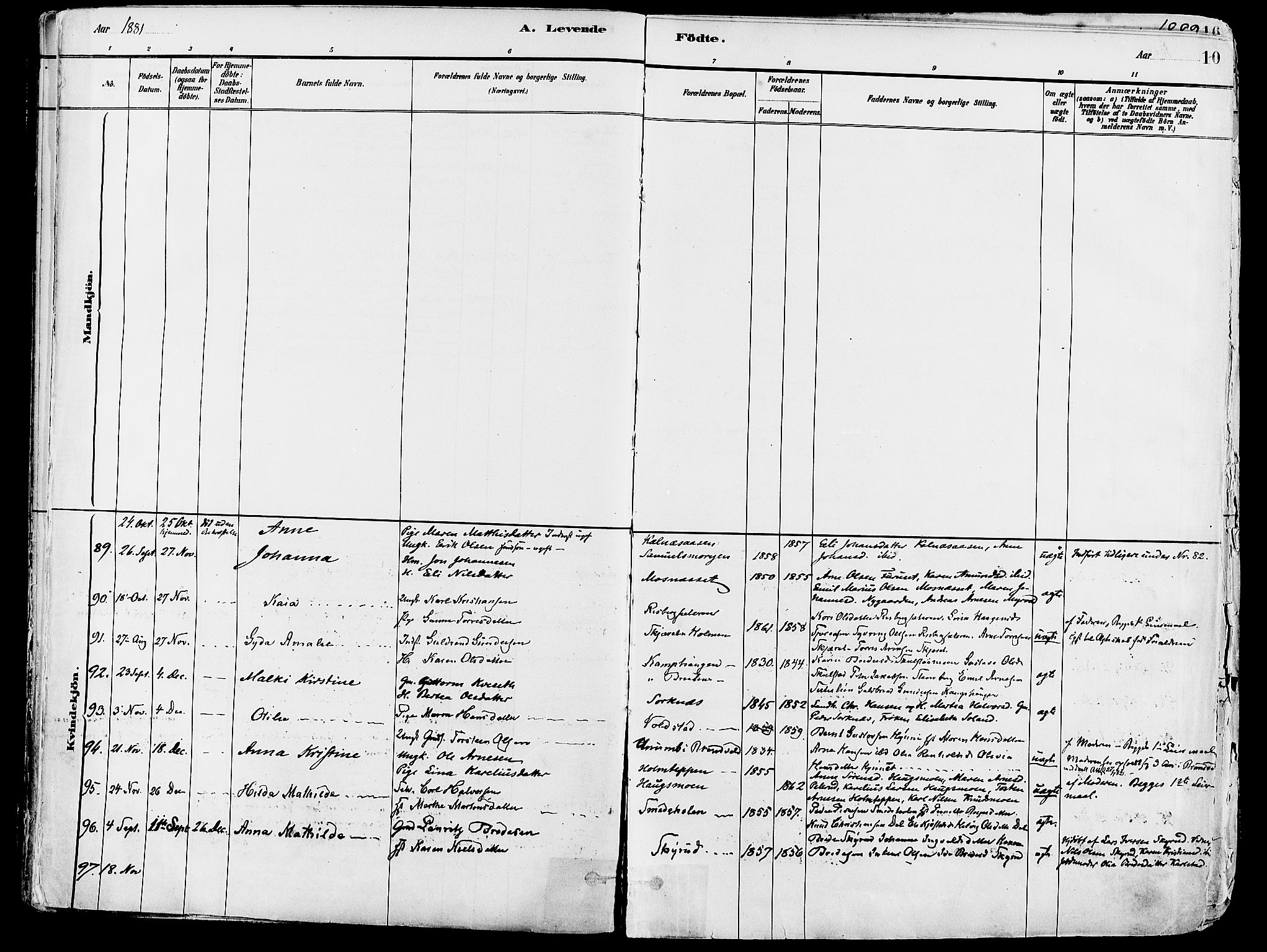 Grue prestekontor, AV/SAH-PREST-036/H/Ha/Haa/L0012: Parish register (official) no. 12, 1881-1897, p. 10