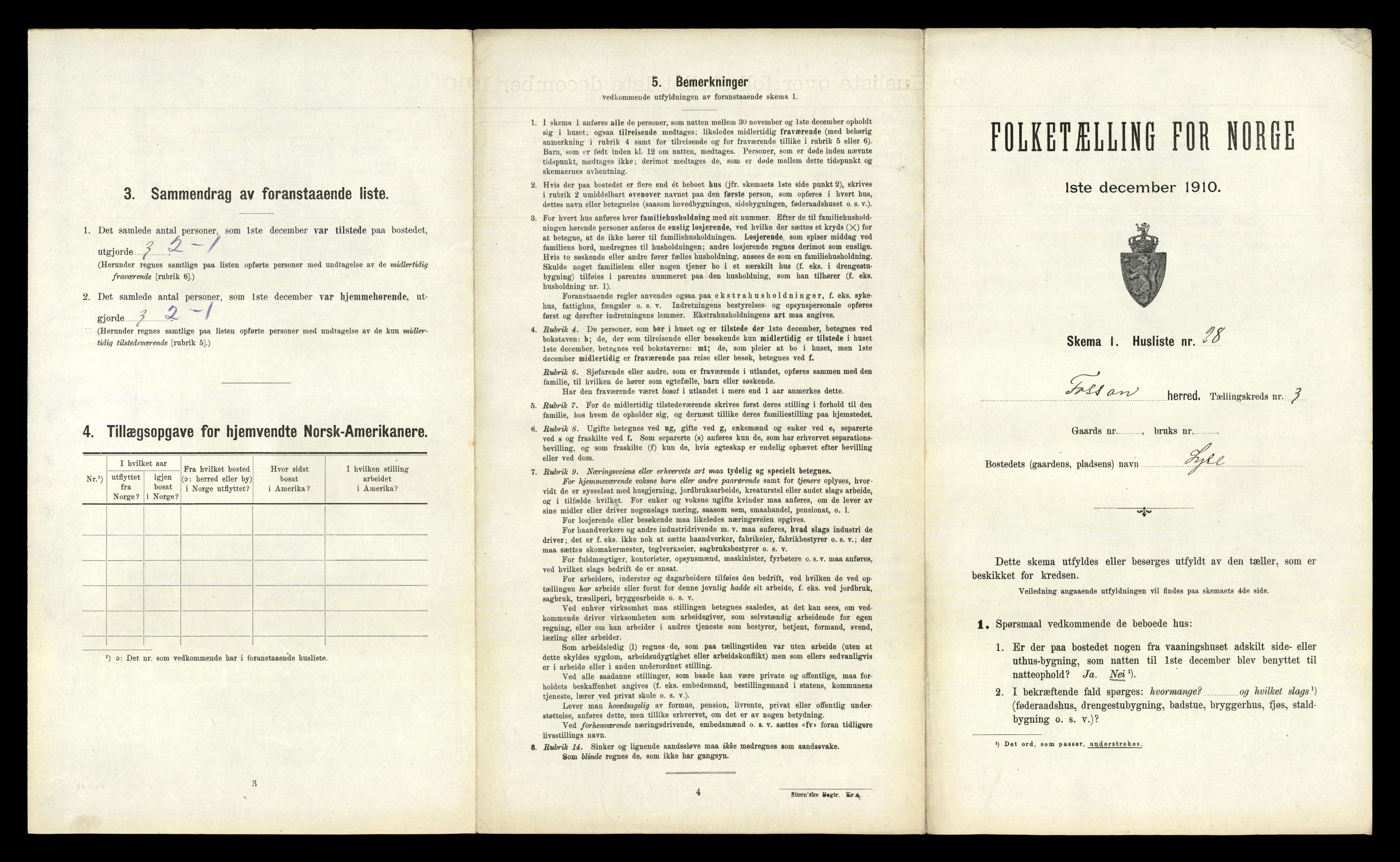 RA, 1910 census for Forsand, 1910, p. 261