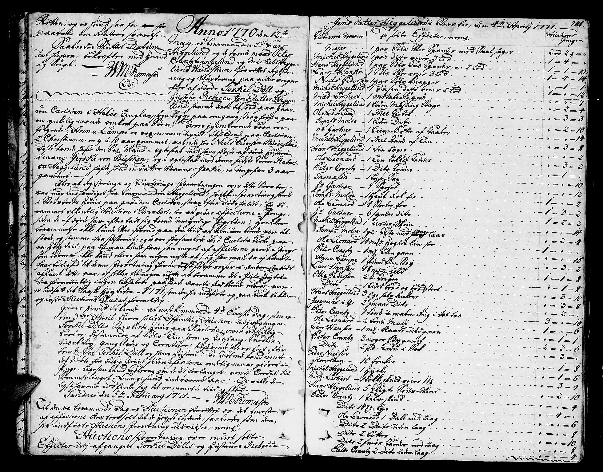 Senja og Tromsø sorenskriveri , AV/SATØ-SATØ-31/H/Hb/L0139: Skifteutlodningsprotokoller, 1752-1778, p. 240b-241a