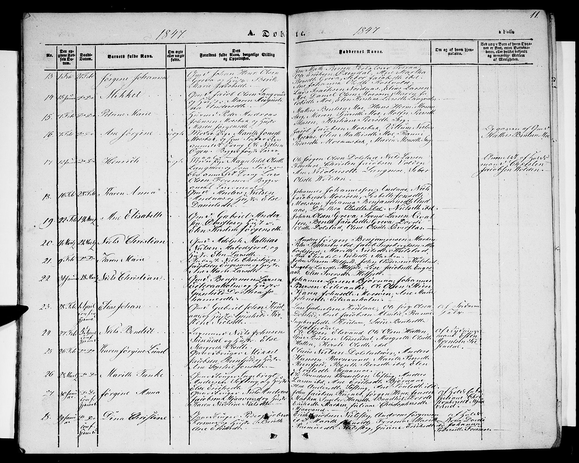 Ministerialprotokoller, klokkerbøker og fødselsregistre - Nordland, SAT/A-1459/820/L0300: Parish register (copy) no. 820C02, 1846-1850, p. 11