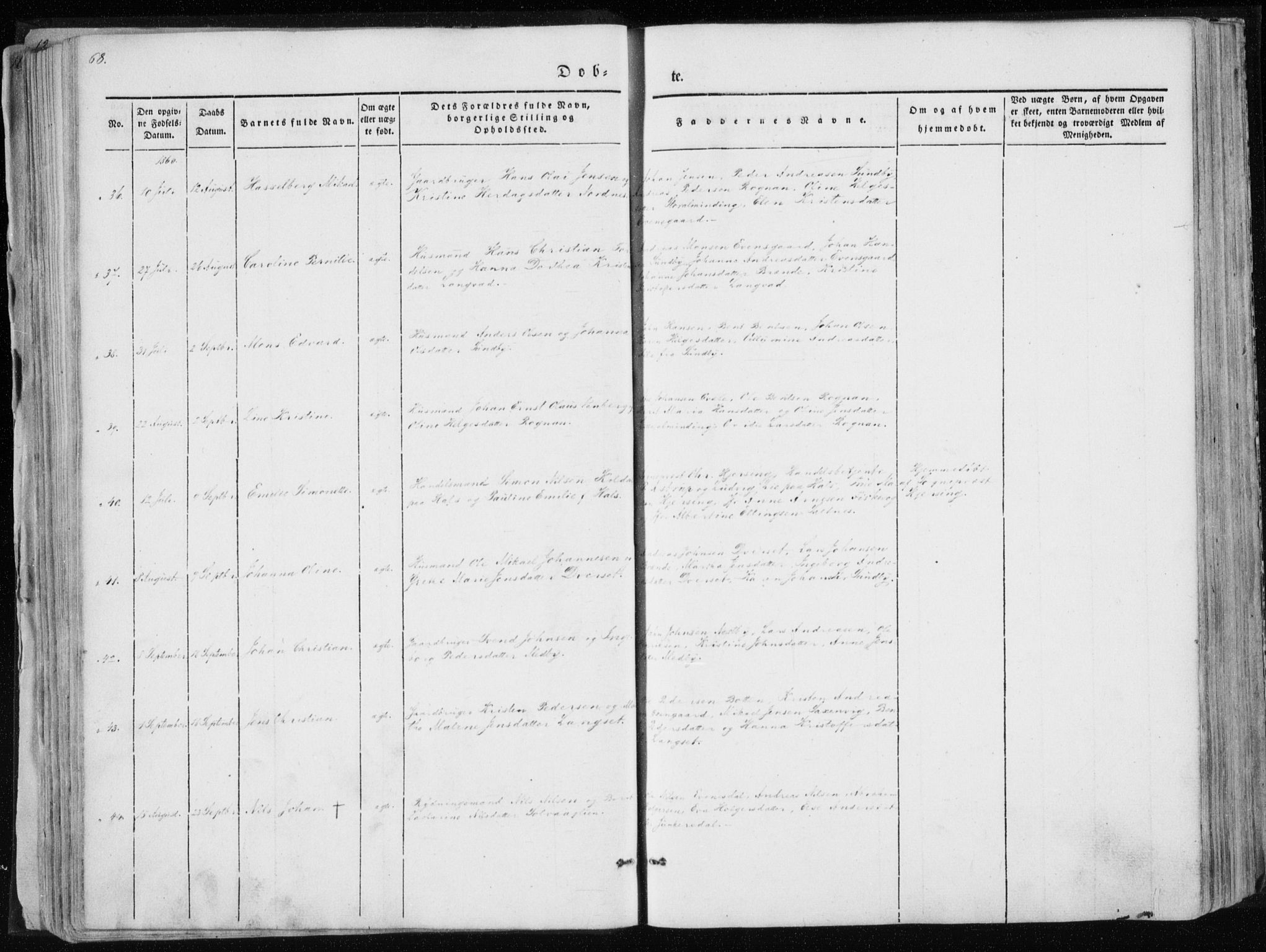 Ministerialprotokoller, klokkerbøker og fødselsregistre - Nordland, AV/SAT-A-1459/847/L0666: Parish register (official) no. 847A06, 1842-1871, p. 68