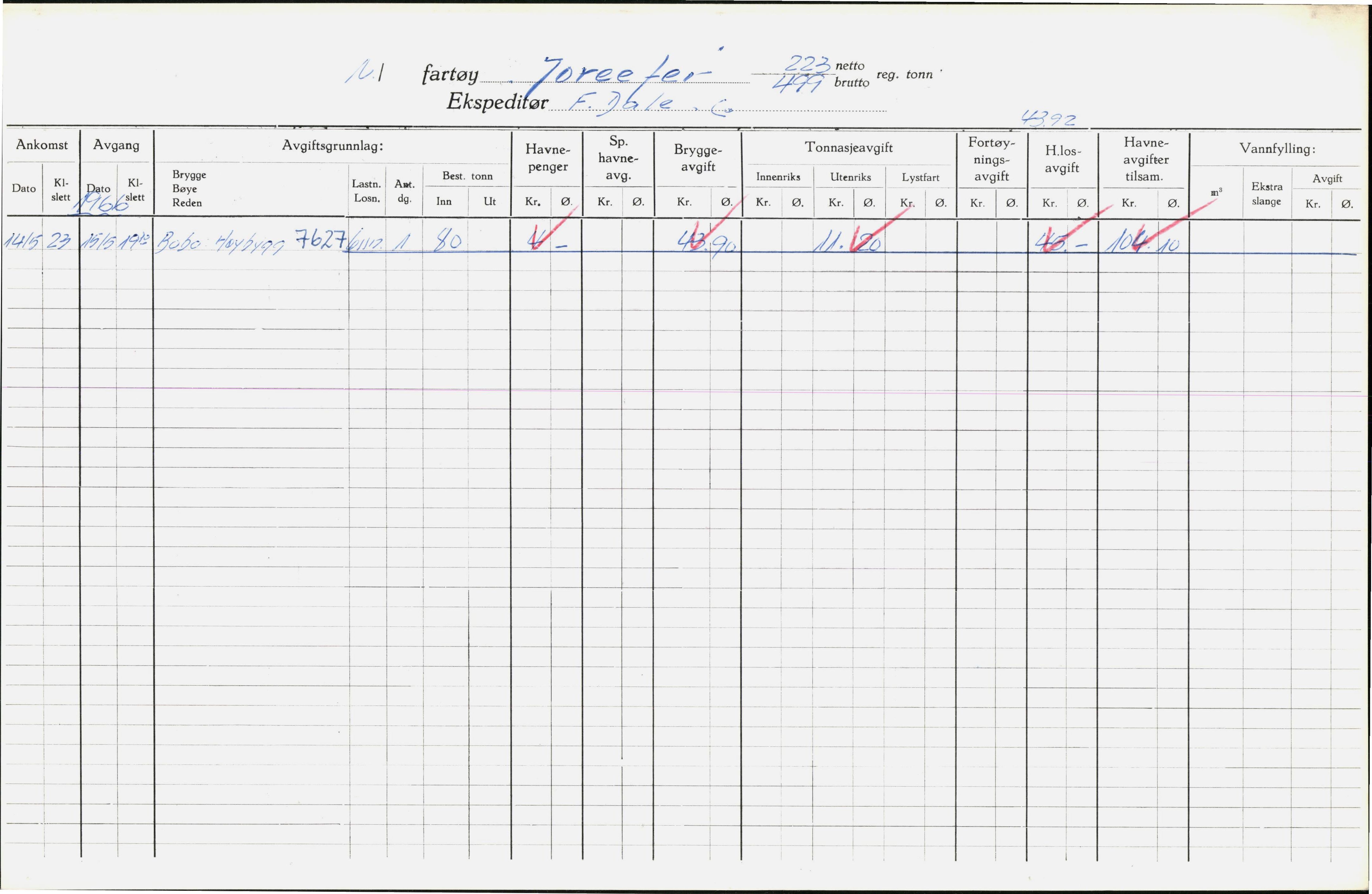 Bergen kommune. Havnekontor/havnefogd, BBA/A-0742/H/Ha/Hac/L0028: Skipsregister Jopeter-Karanzin, 1941-1975