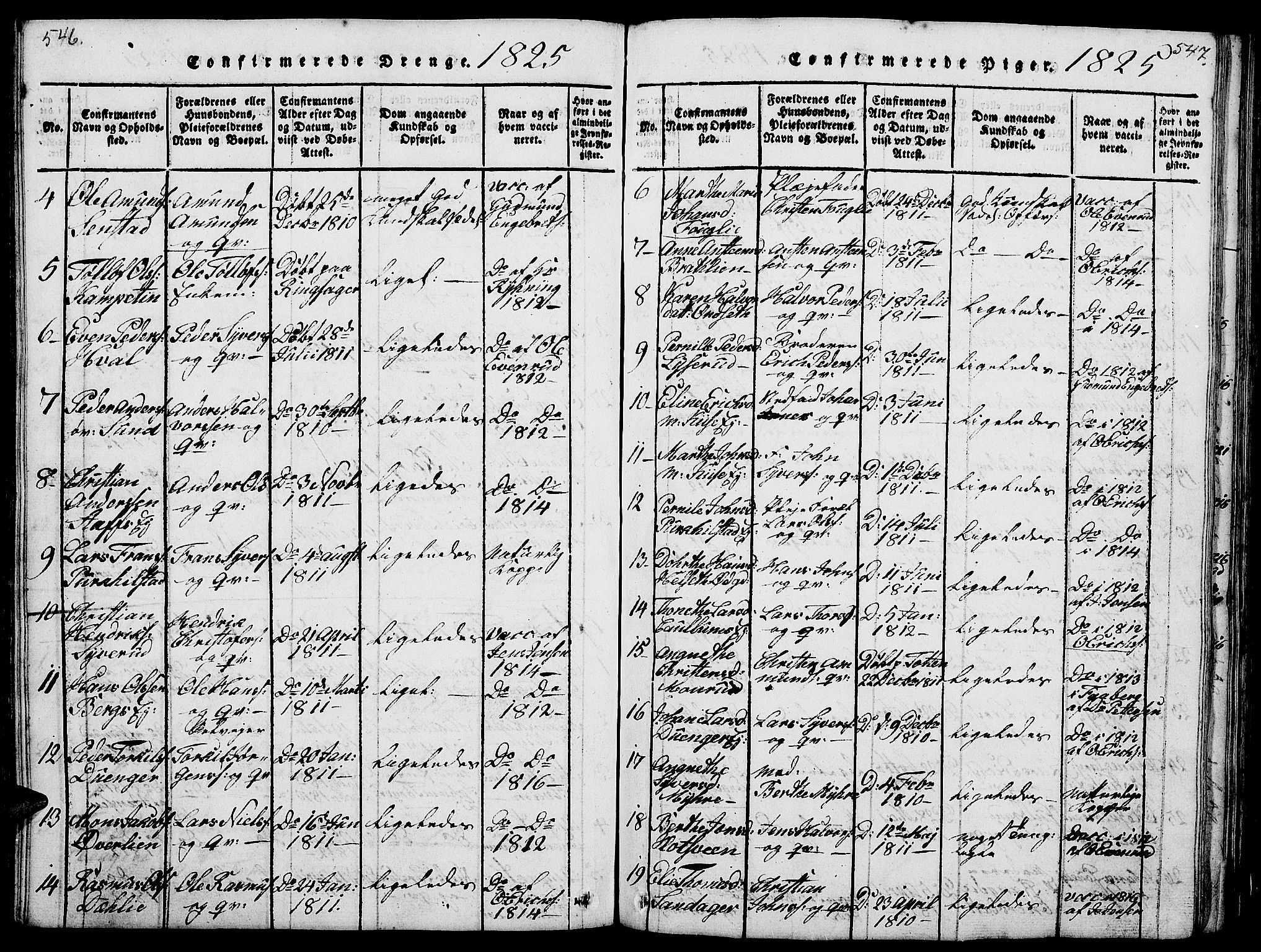 Nes prestekontor, Hedmark, AV/SAH-PREST-020/L/La/L0003: Parish register (copy) no. 3, 1814-1831, p. 546-547