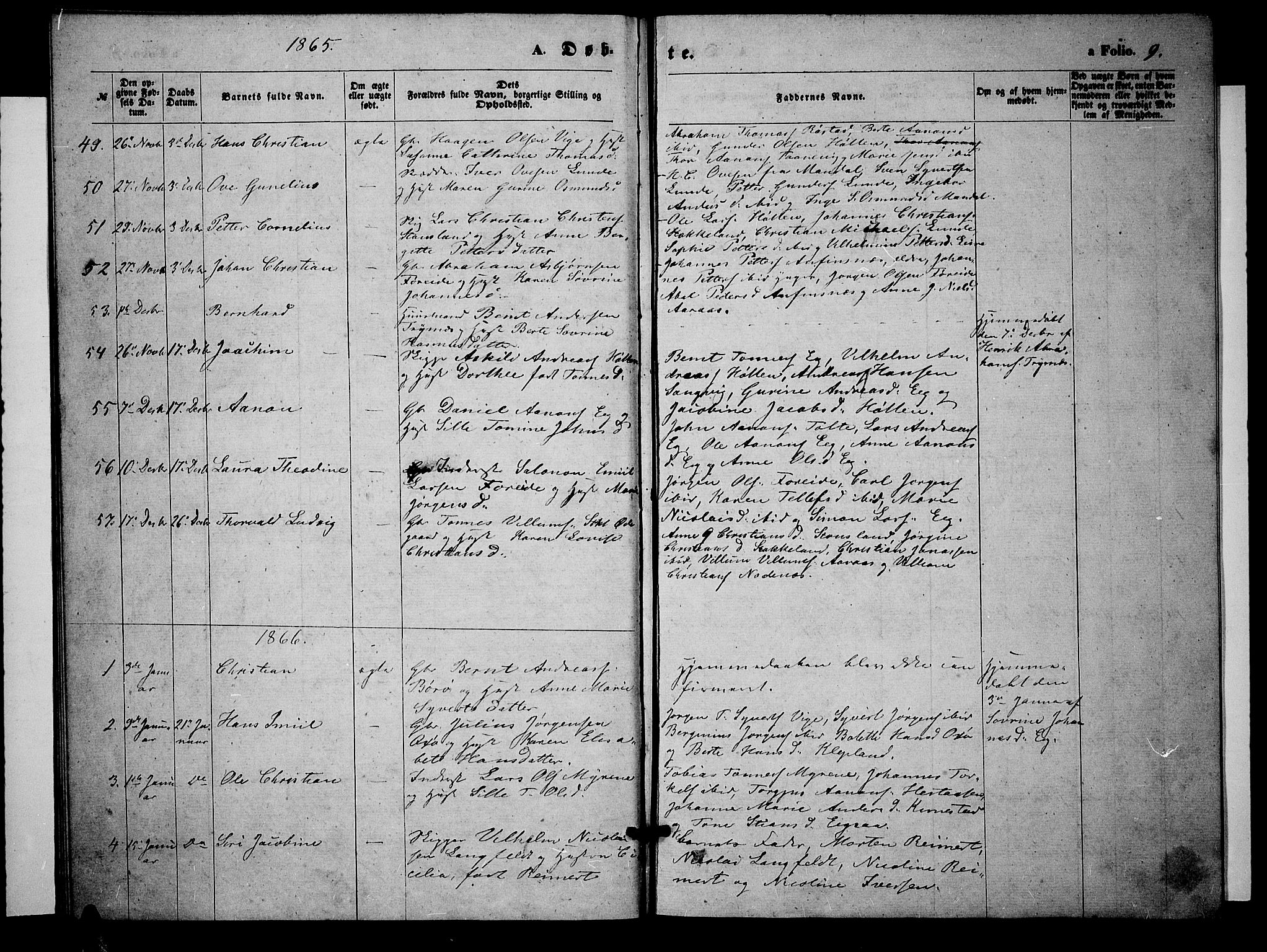 Søgne sokneprestkontor, SAK/1111-0037/F/Fb/Fbb/L0004: Parish register (copy) no. B 4, 1864-1883, p. 9