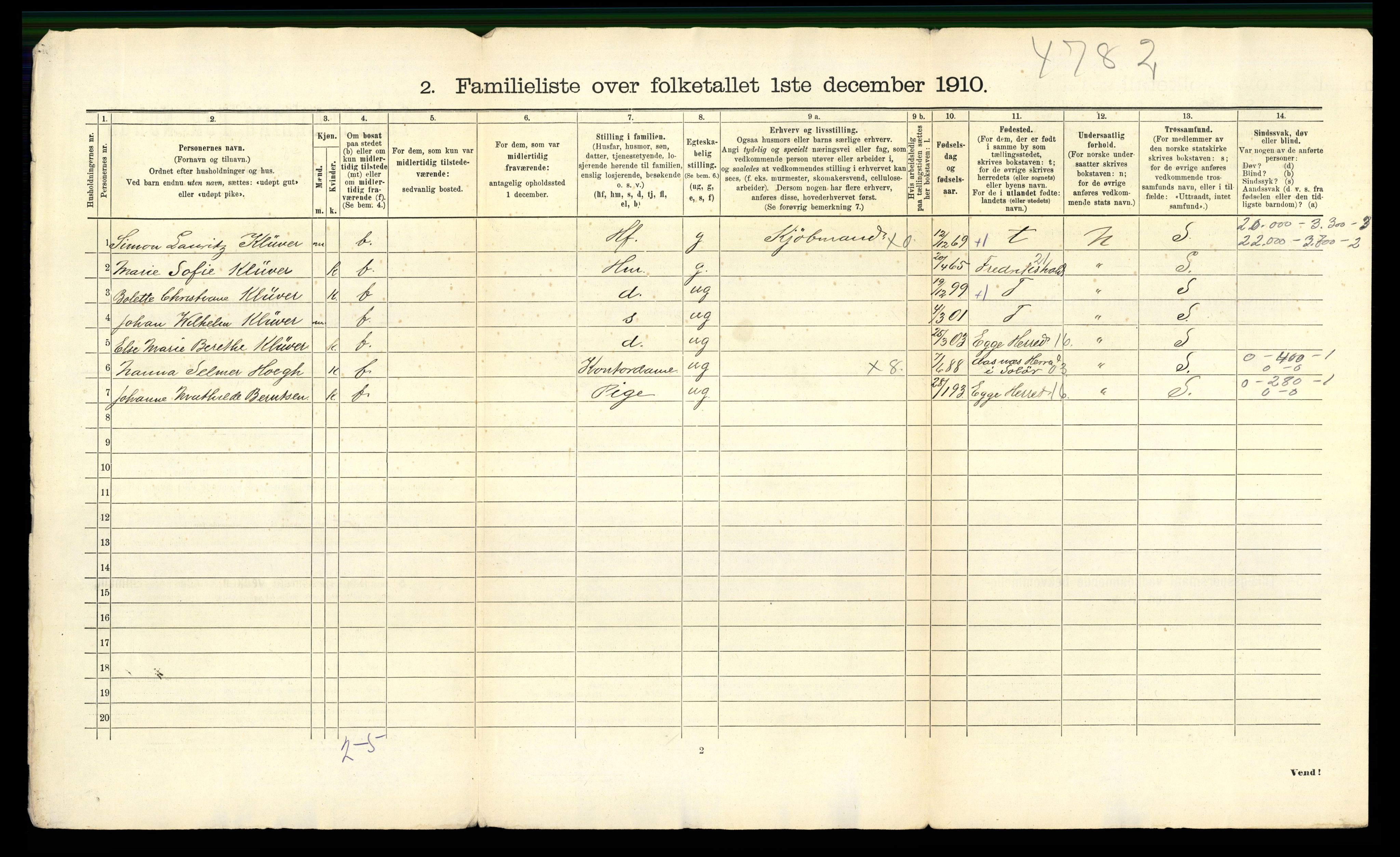 RA, 1910 census for Steinkjer, 1910, p. 289