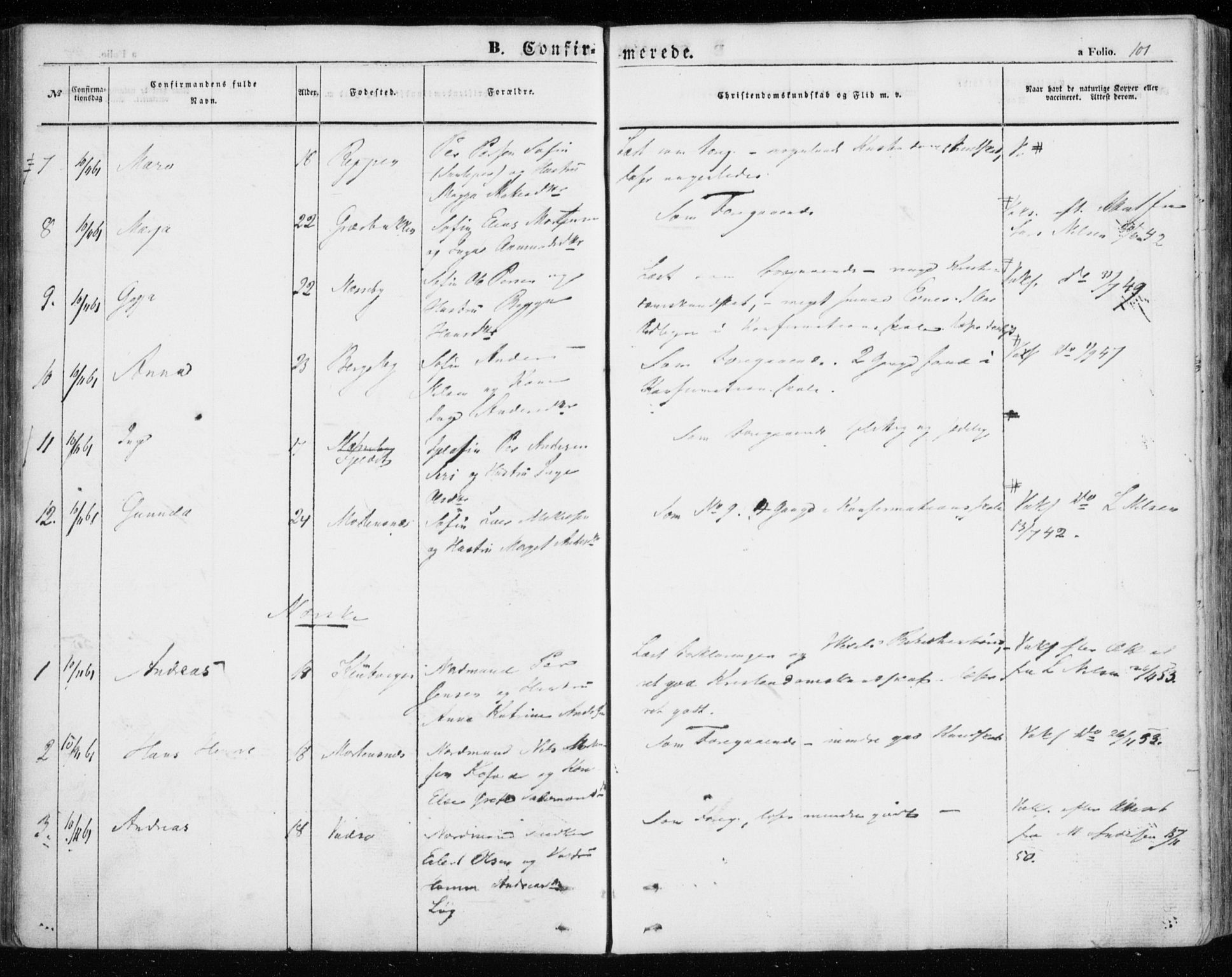 Nesseby sokneprestkontor, SATØ/S-1330/H/Ha/L0002kirke: Parish register (official) no. 2, 1856-1864, p. 101