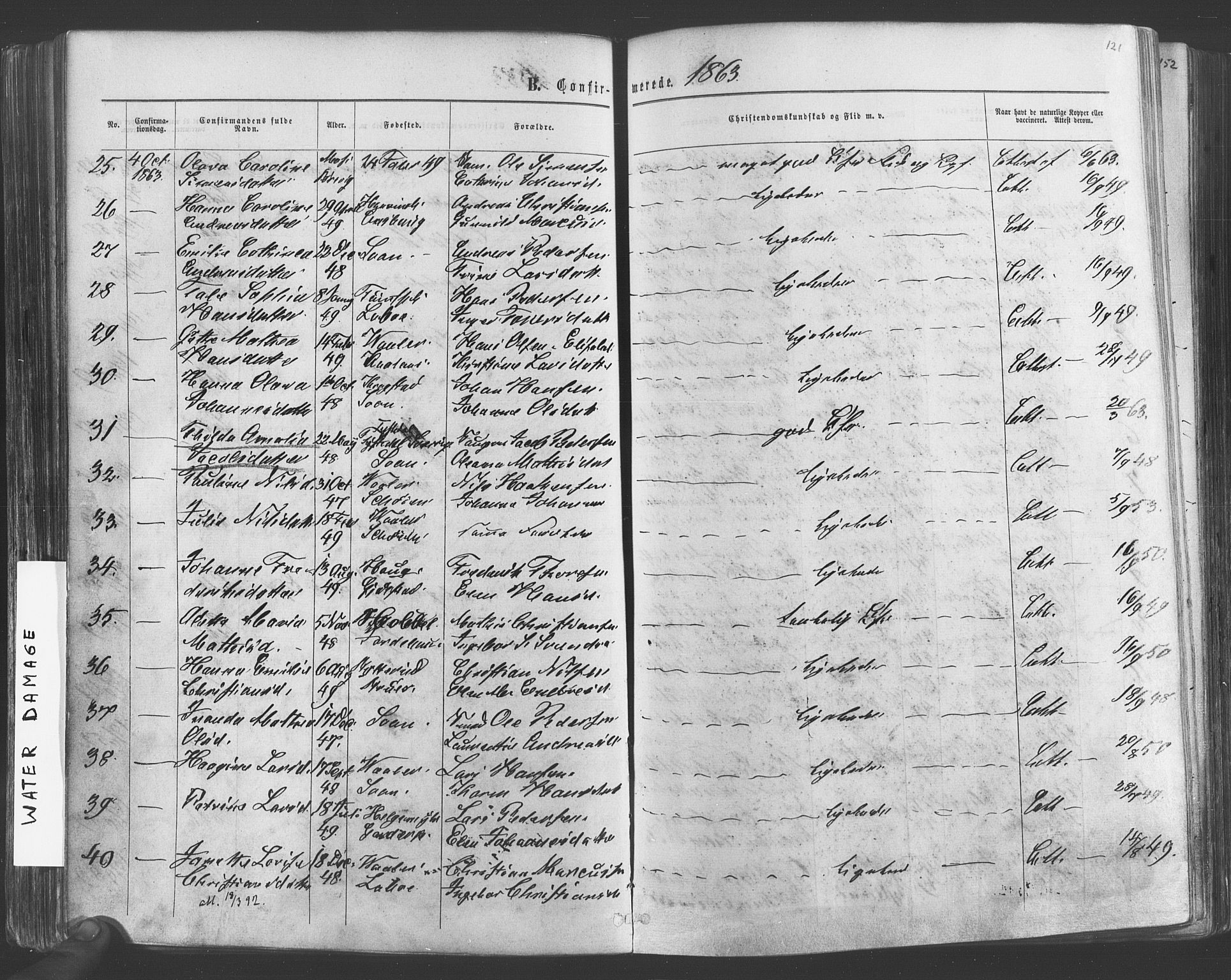 Vestby prestekontor Kirkebøker, SAO/A-10893/F/Fa/L0008: Parish register (official) no. I 8, 1863-1877, p. 121