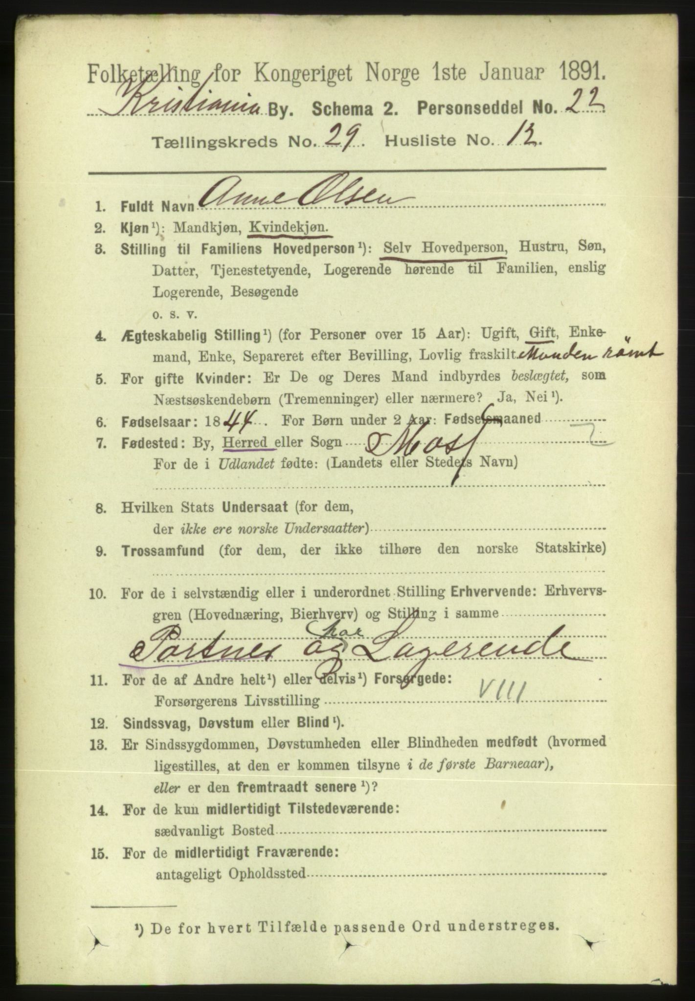 RA, 1891 census for 0301 Kristiania, 1891, p. 15208