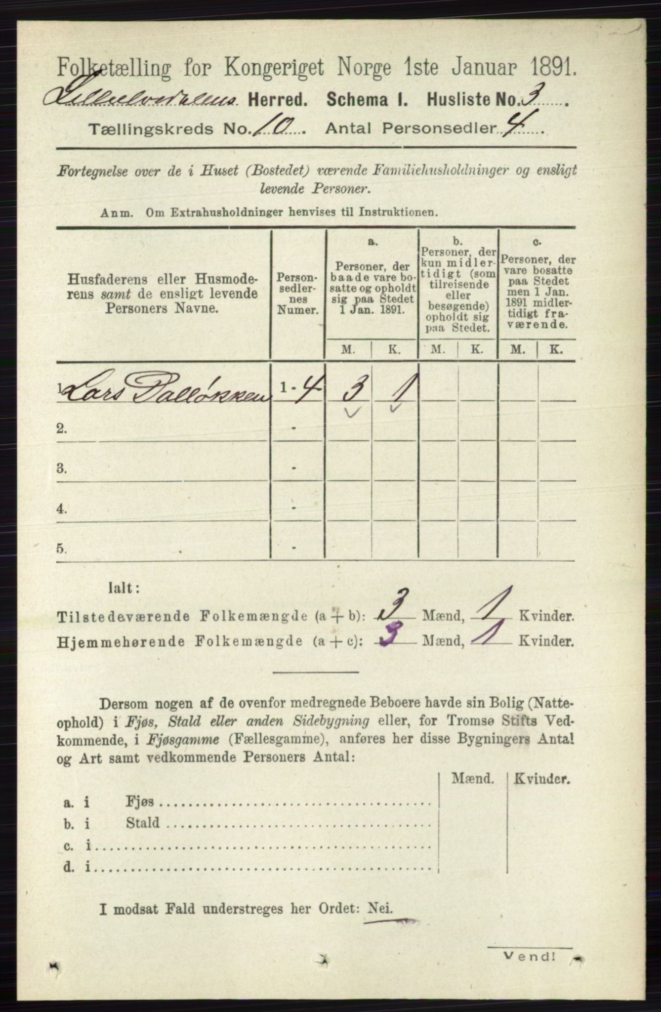 RA, 1891 census for 0438 Lille Elvedalen, 1891, p. 3356