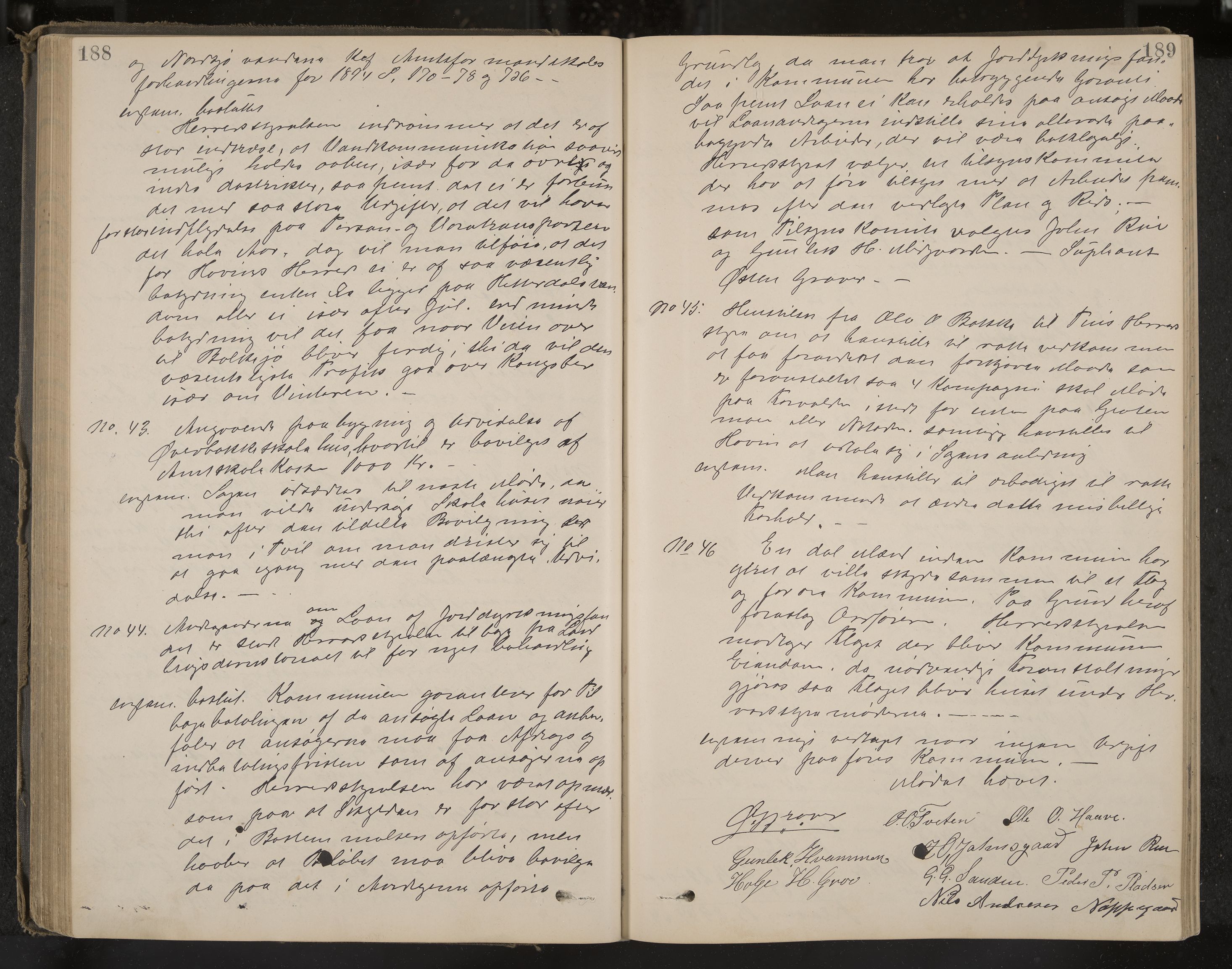 Hovin formannskap og sentraladministrasjon, IKAK/0825021/A/L0001: Møtebok, 1886-1908, p. 188-189