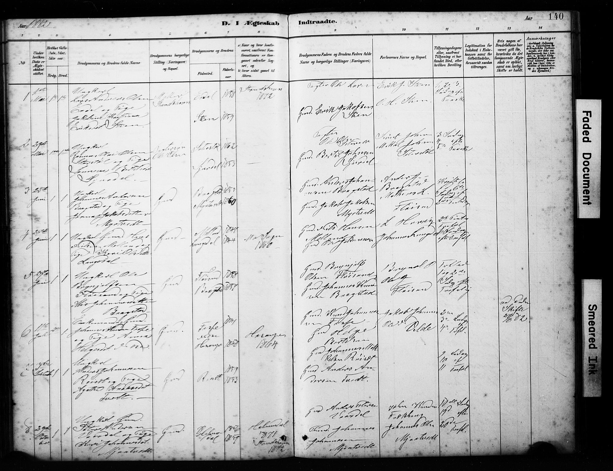 Alversund Sokneprestembete, SAB/A-73901/H/Ha/Hab: Parish register (copy) no. C 3, 1881-1894, p. 140