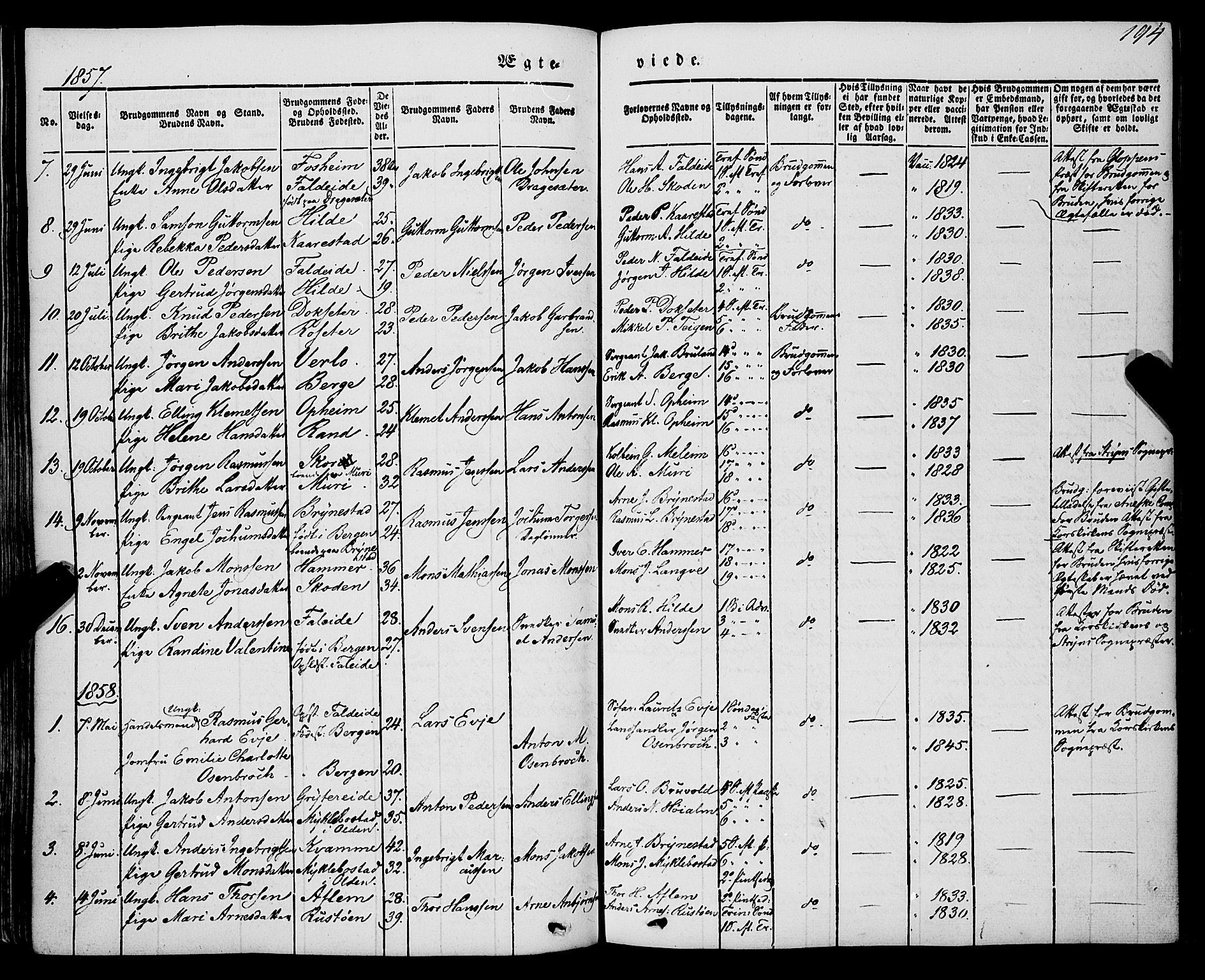 Innvik sokneprestembete, SAB/A-80501: Parish register (official) no. A 5, 1847-1865, p. 194