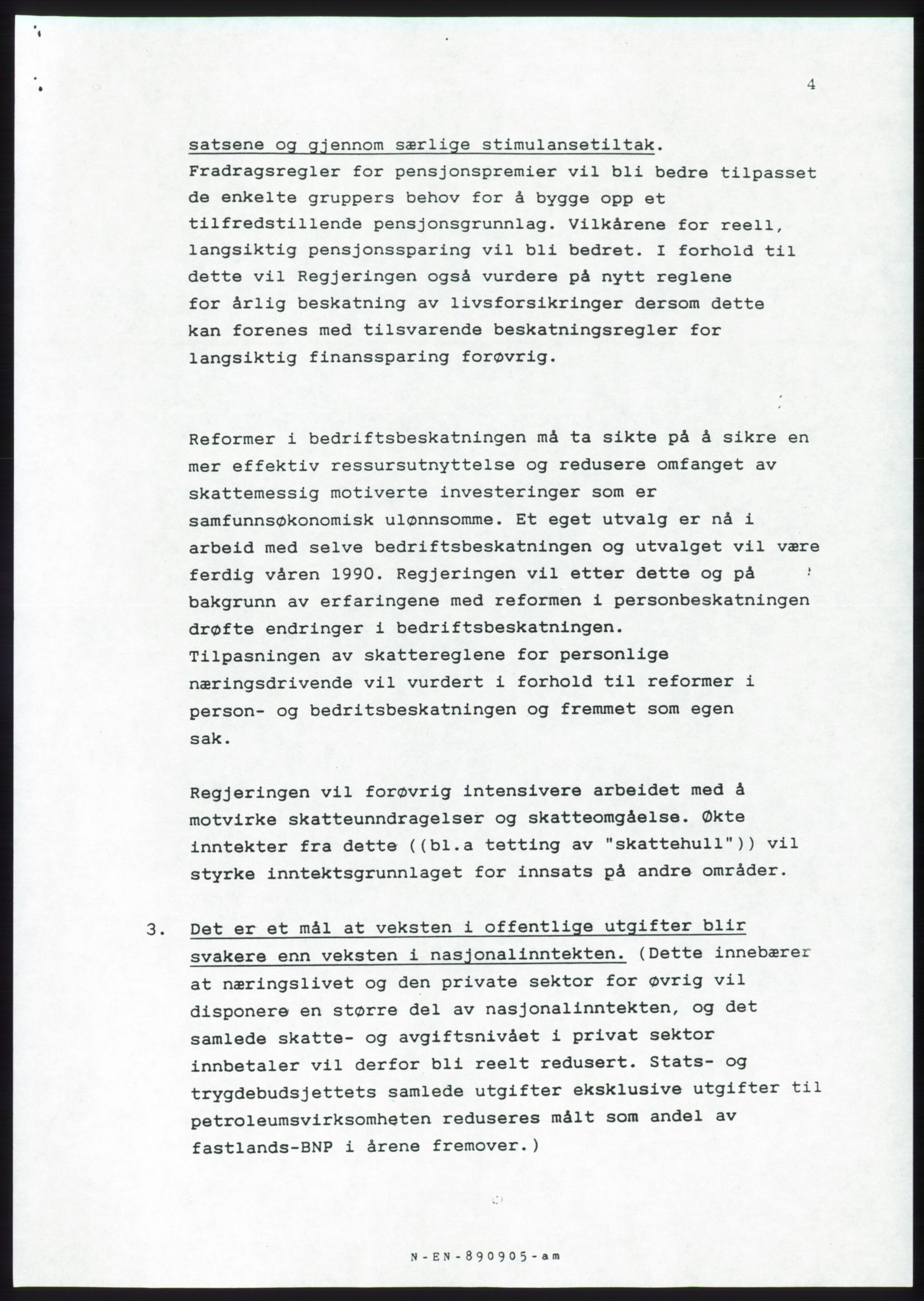 Forhandlingsmøtene 1989 mellom Høyre, KrF og Senterpartiet om dannelse av regjering, AV/RA-PA-0697/A/L0001: Forhandlingsprotokoll med vedlegg, 1989, p. 202