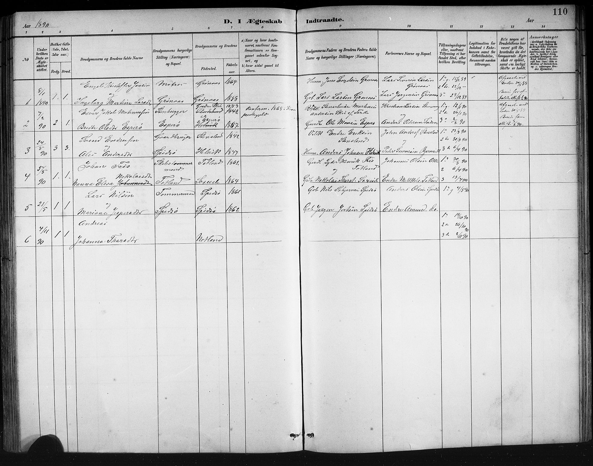 Finnås sokneprestembete, SAB/A-99925/H/Ha/Hab/Haba/L0003: Parish register (copy) no. A 3, 1883-1900, p. 110