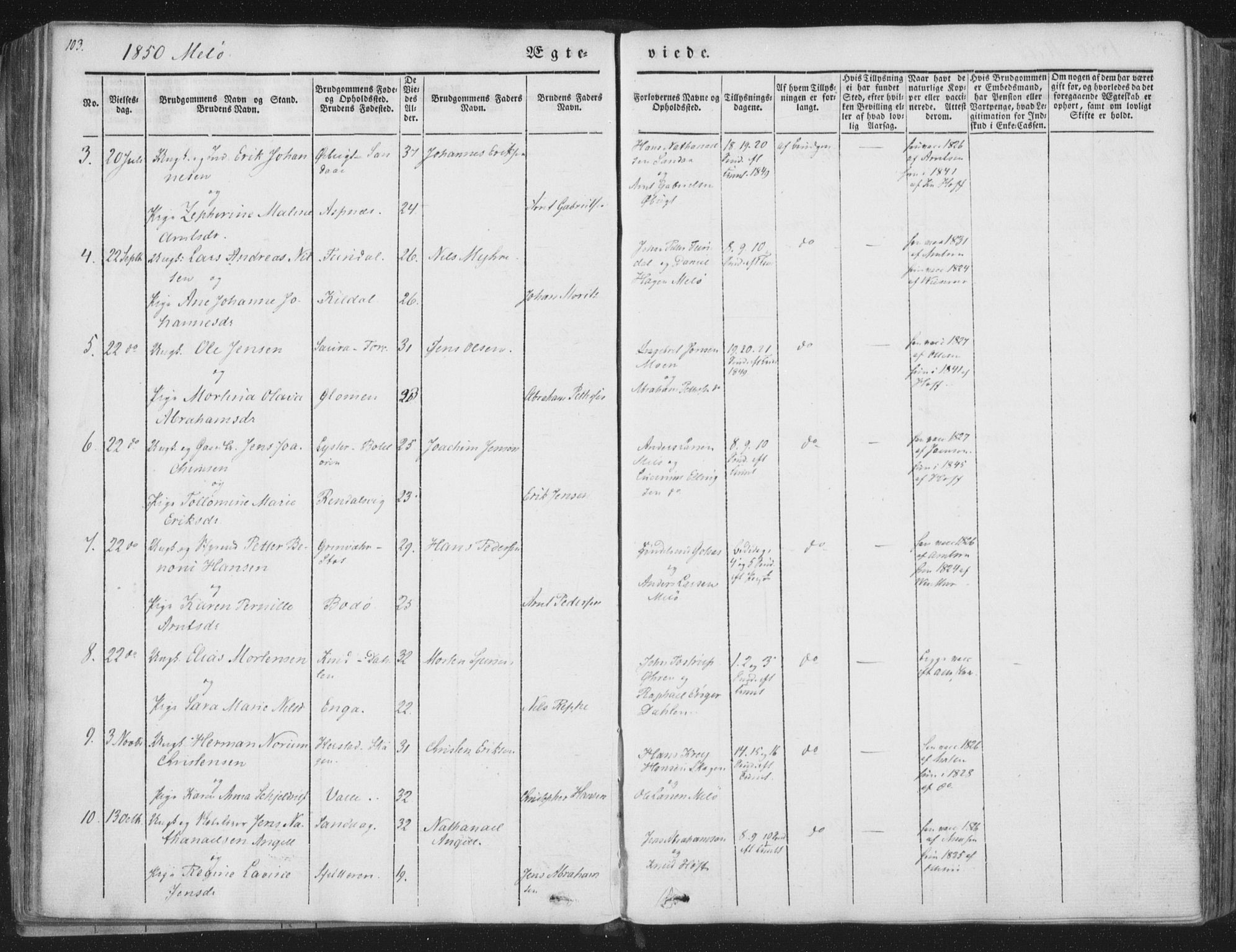 Ministerialprotokoller, klokkerbøker og fødselsregistre - Nordland, AV/SAT-A-1459/841/L0604: Parish register (official) no. 841A09 /2, 1845-1862, p. 103