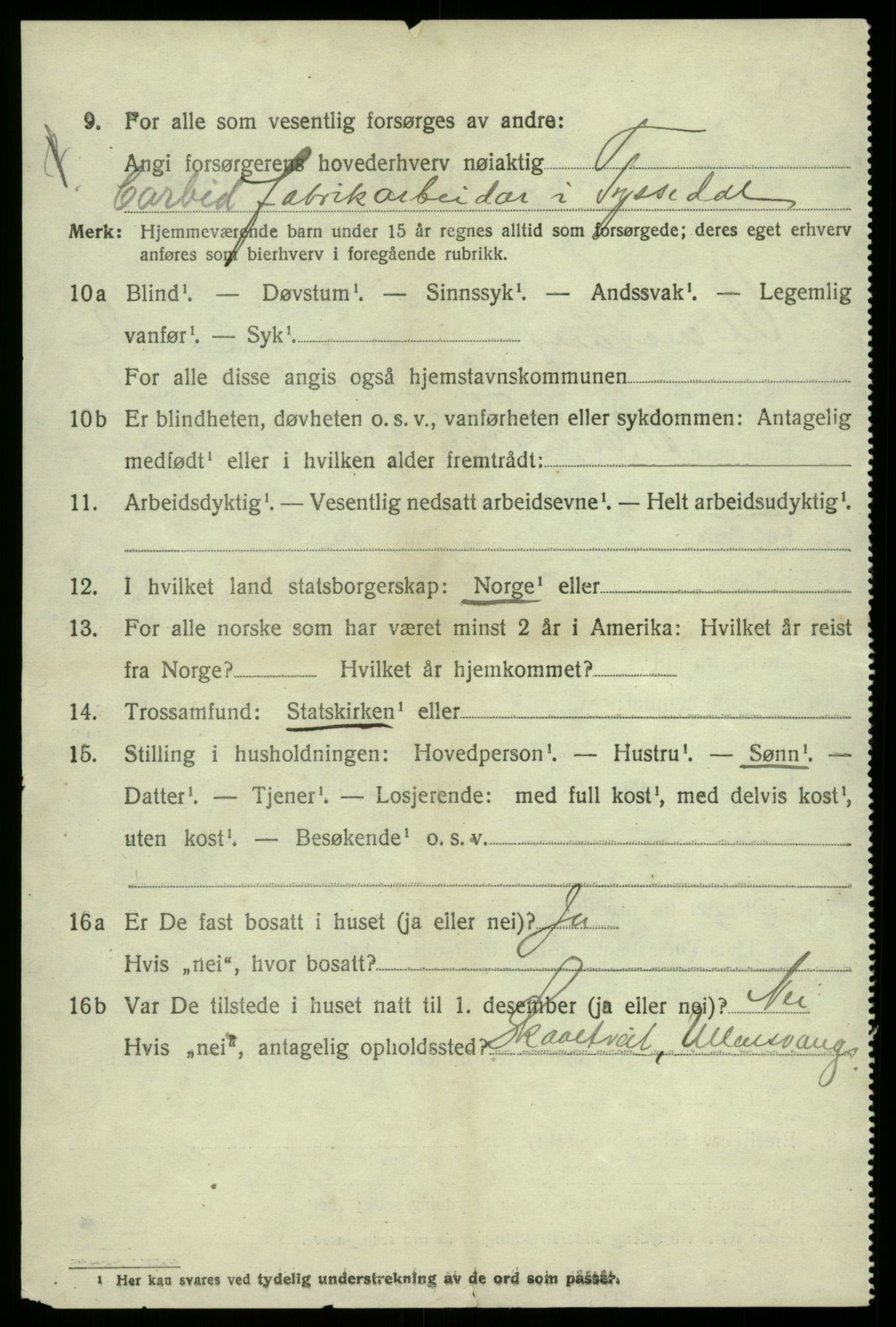 SAB, 1920 census for Ullensvang, 1920, p. 1717