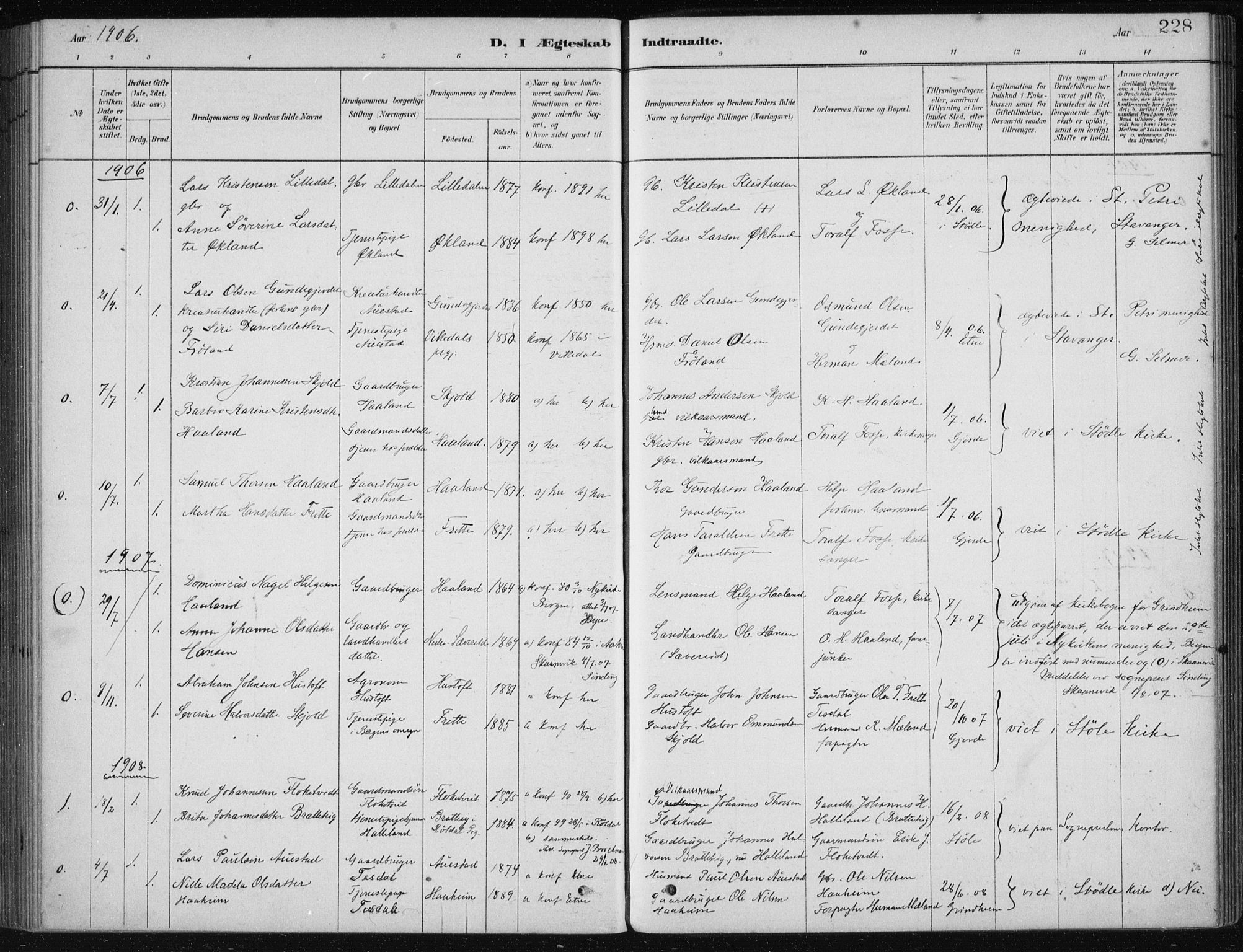 Etne sokneprestembete, AV/SAB-A-75001/H/Haa: Parish register (official) no. D  1, 1879-1919, p. 228